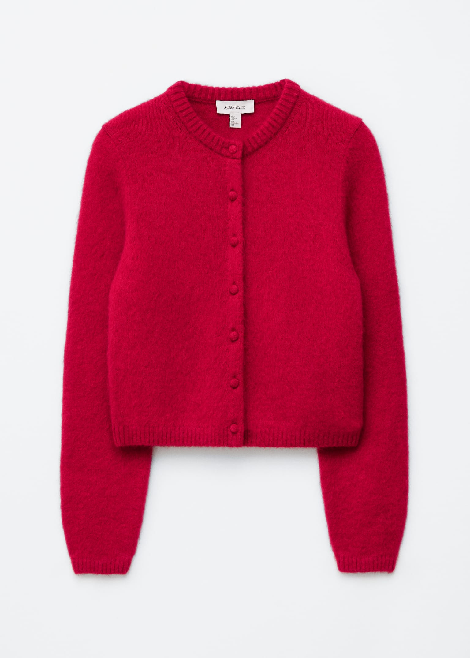 Brushed Knitted Cardigan - Rood/Zwart/Bruin - 2
