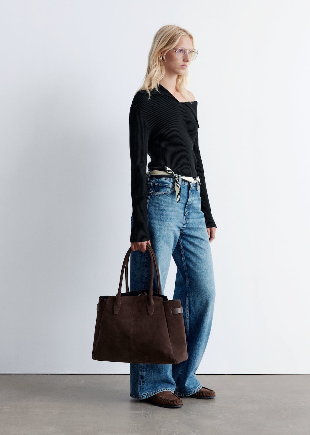Image of Rib-Knit Off-Shoulder Top