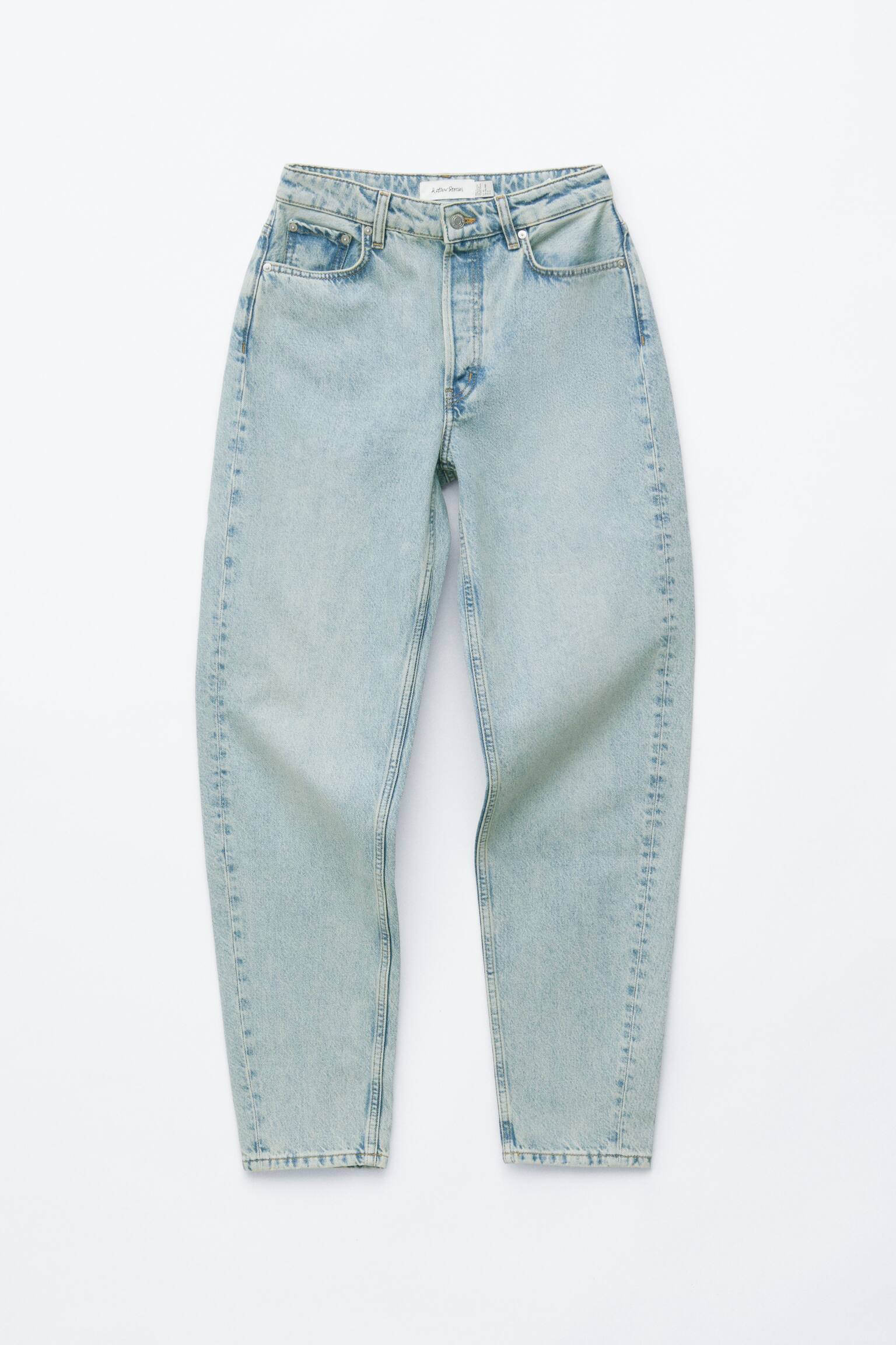 Jeans met rechte pijpen en hoge taille - Lichtblauw/Felrood - 2