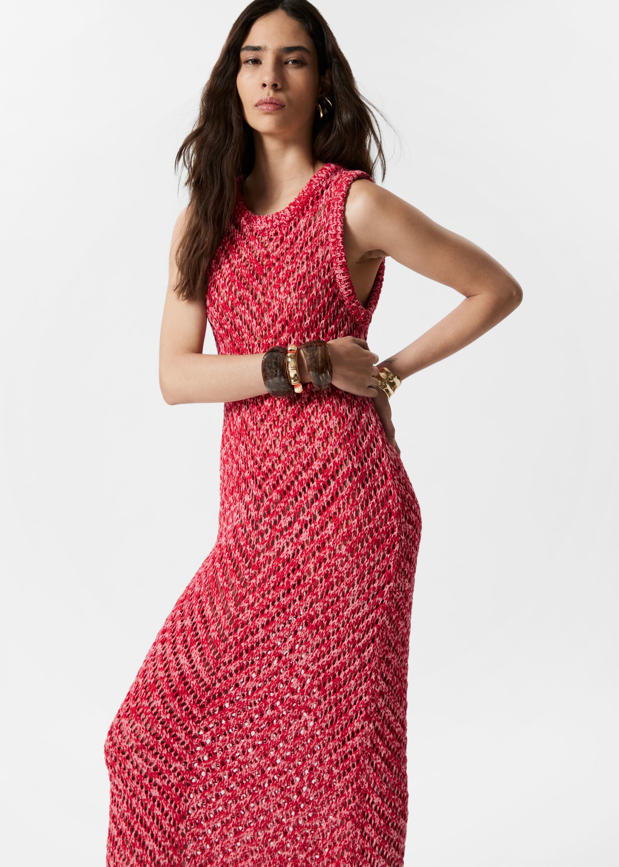 Grotere afbeelding bekijken: Gebreide midi-jurk - Rood - DAMES | H&M BE 3