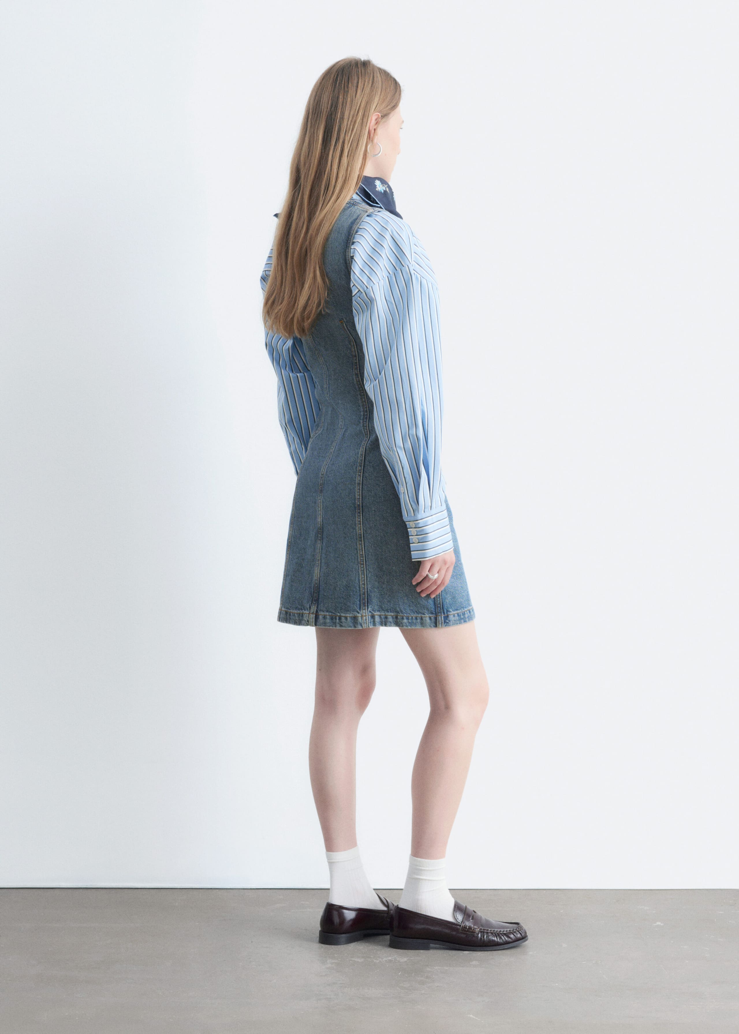 Button-Front Denim Dress - Blue - Still Life