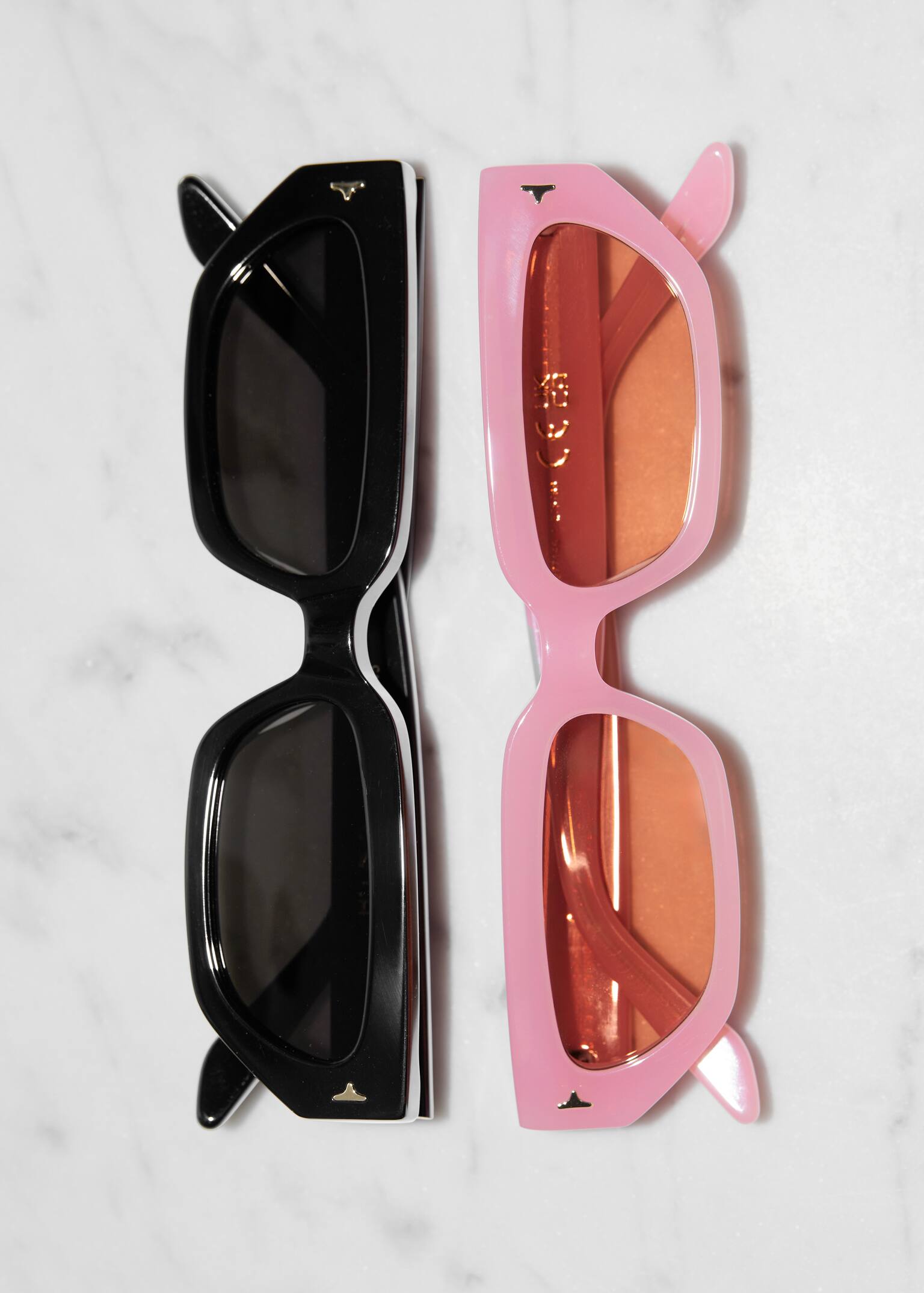 Ochelari de soare cu ramă îngustă din acetat - Pink/Negru - 6