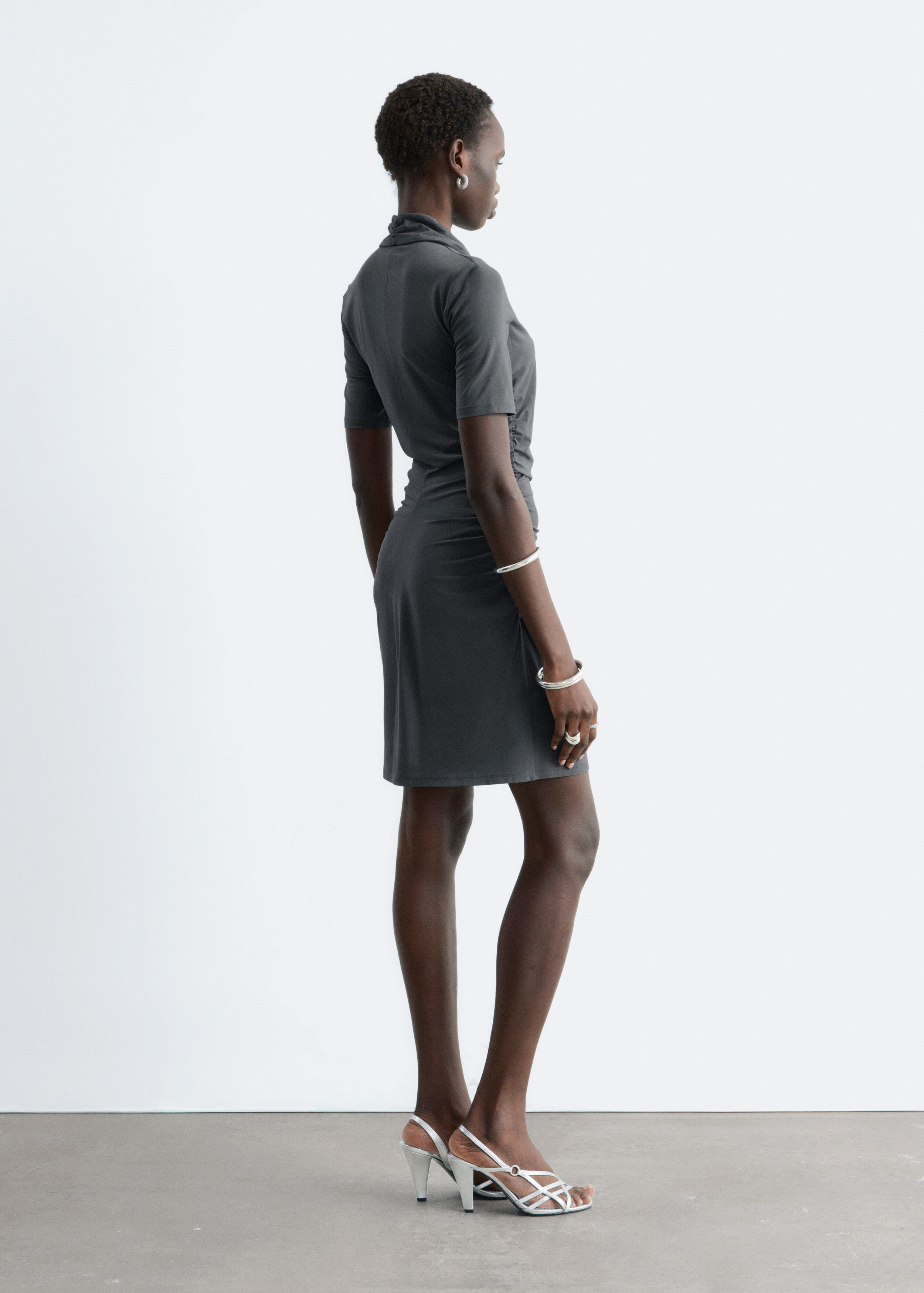 Draped Wrap Mini Dress - Dark Grey - & Other Stories GG