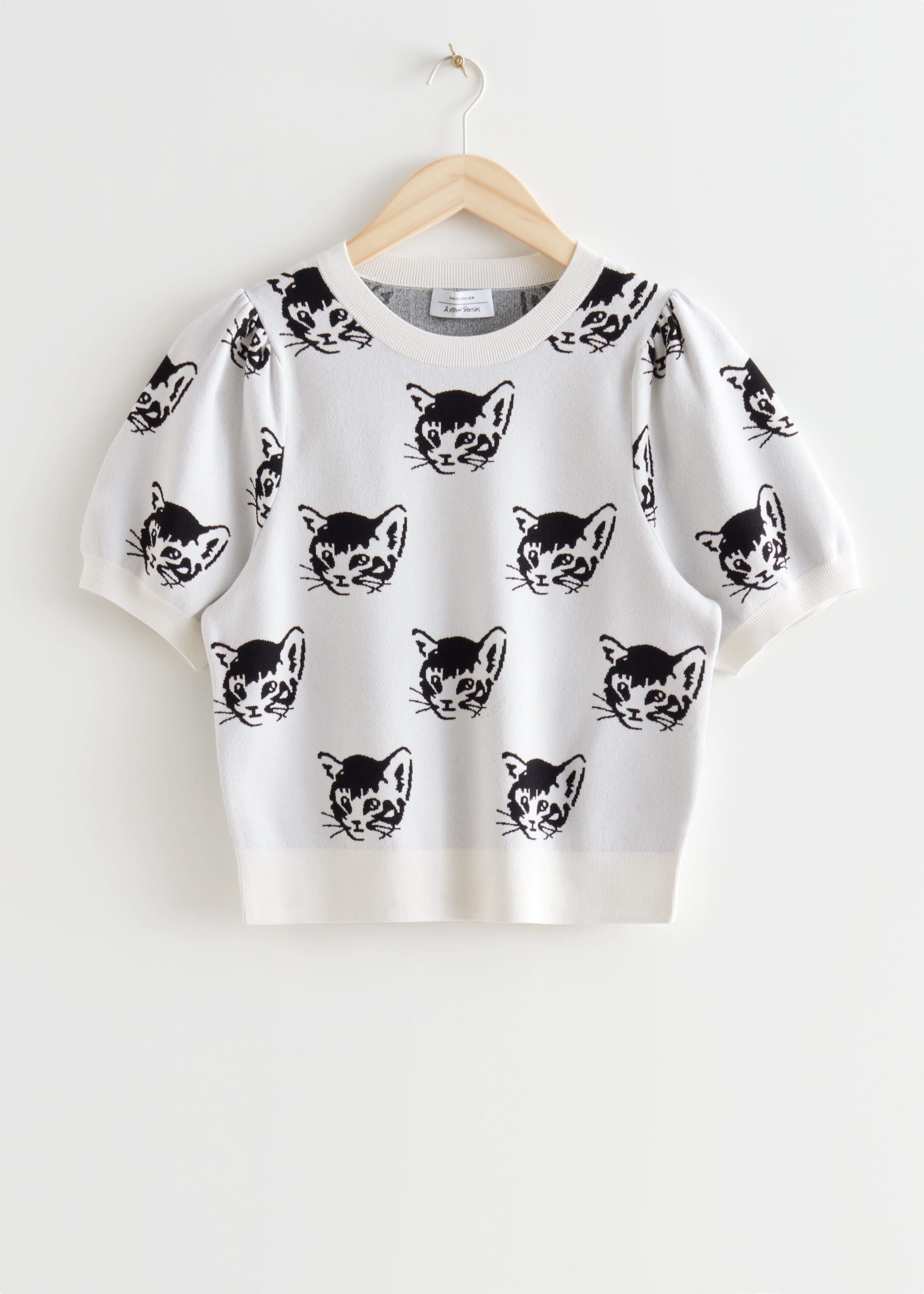 Playful Jacquard Knit Top - Strawberry Motif - Still Life