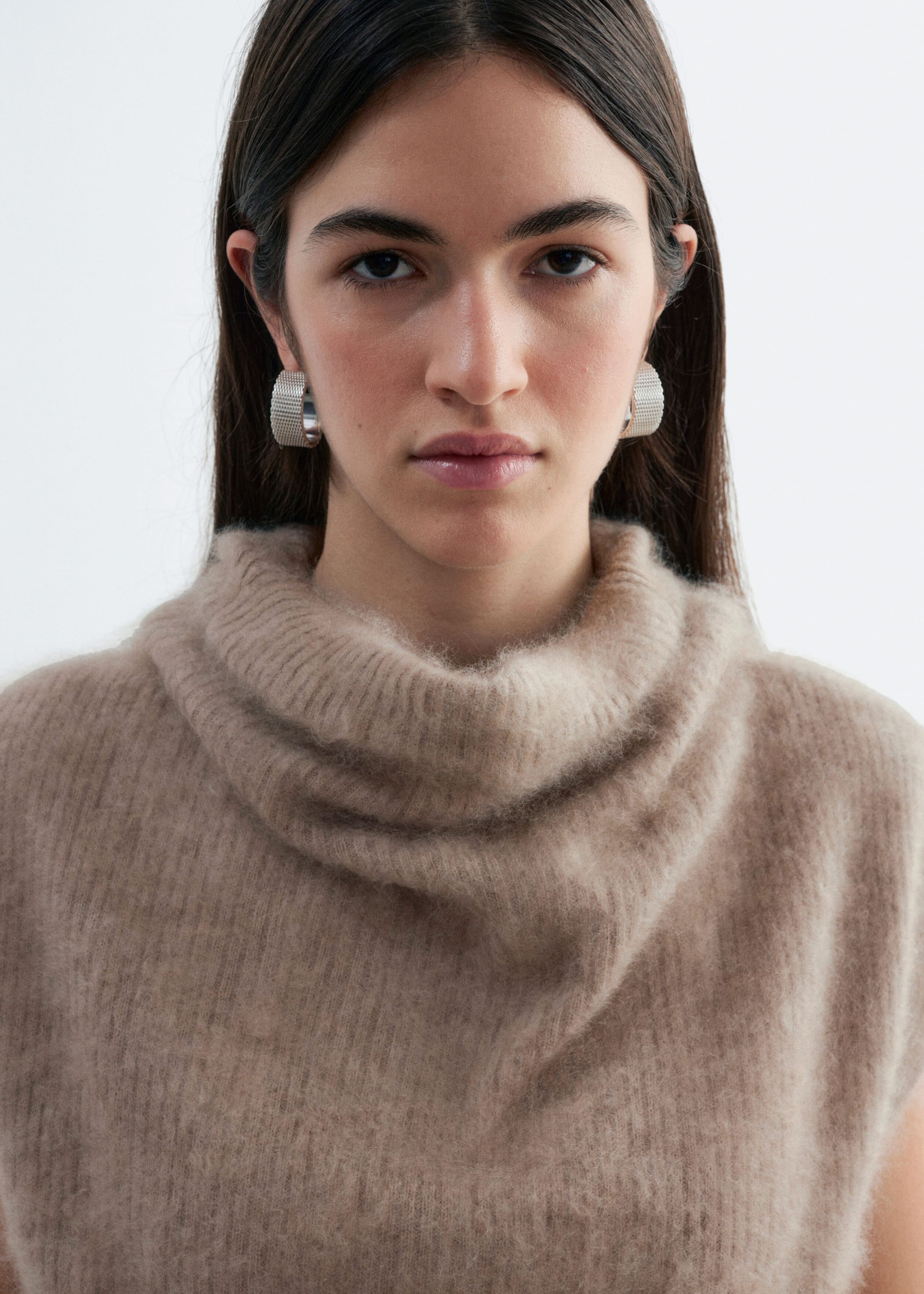 Cashmere Rib Mock Neck Top - Beige - Still Life