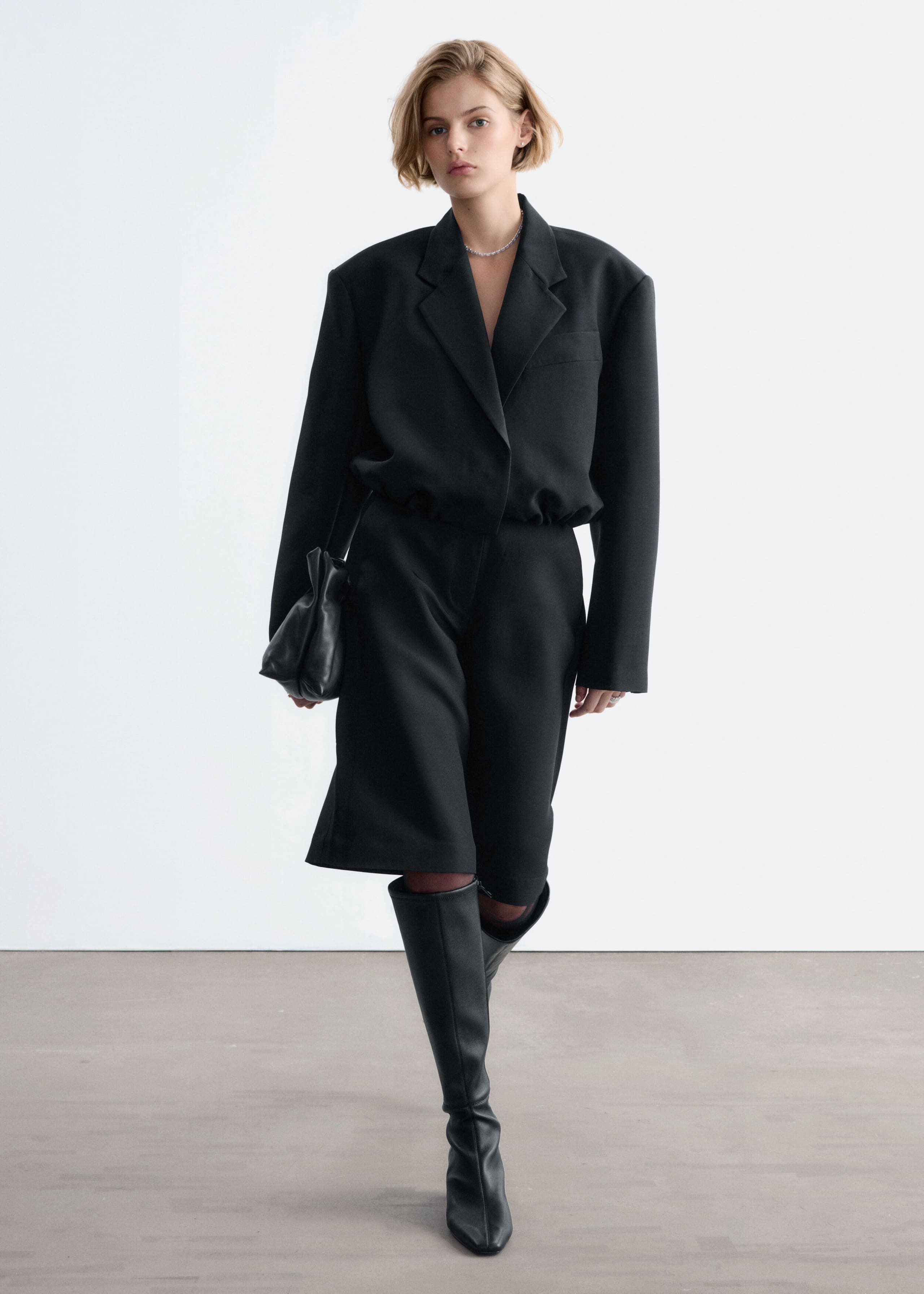 Oversized Drawstring Blazer Black