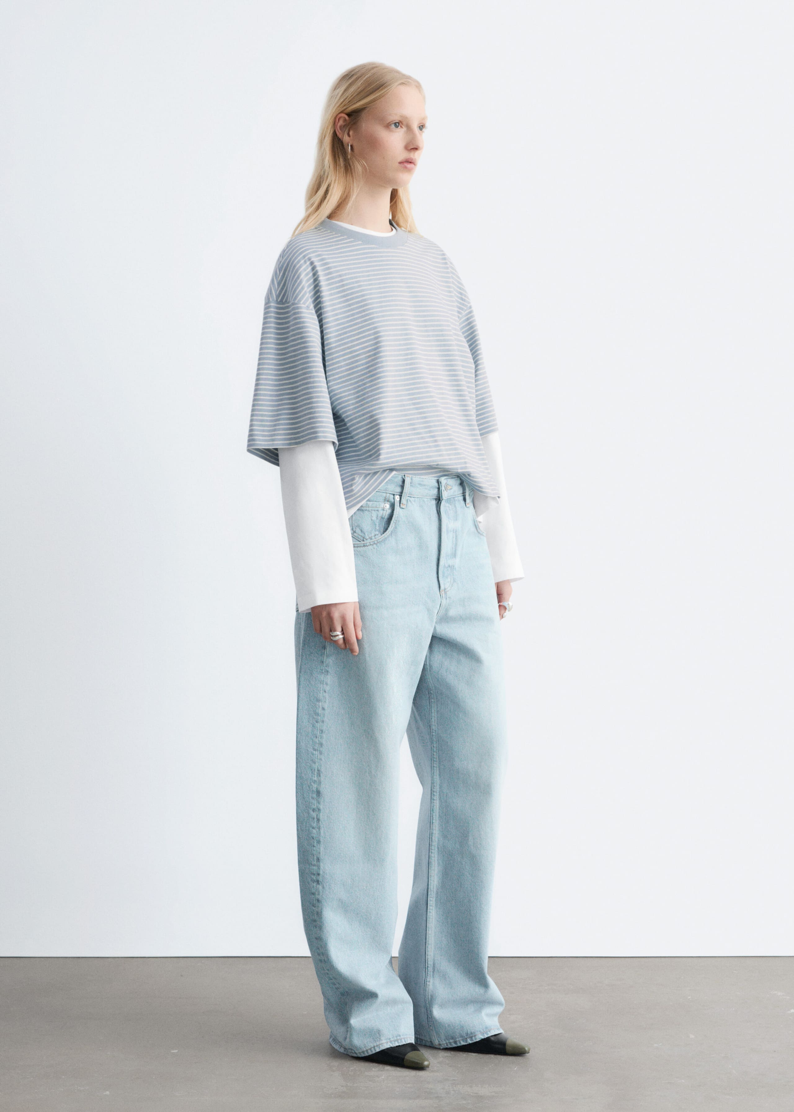 Image of Oversized Striped Cotton T-Shirt