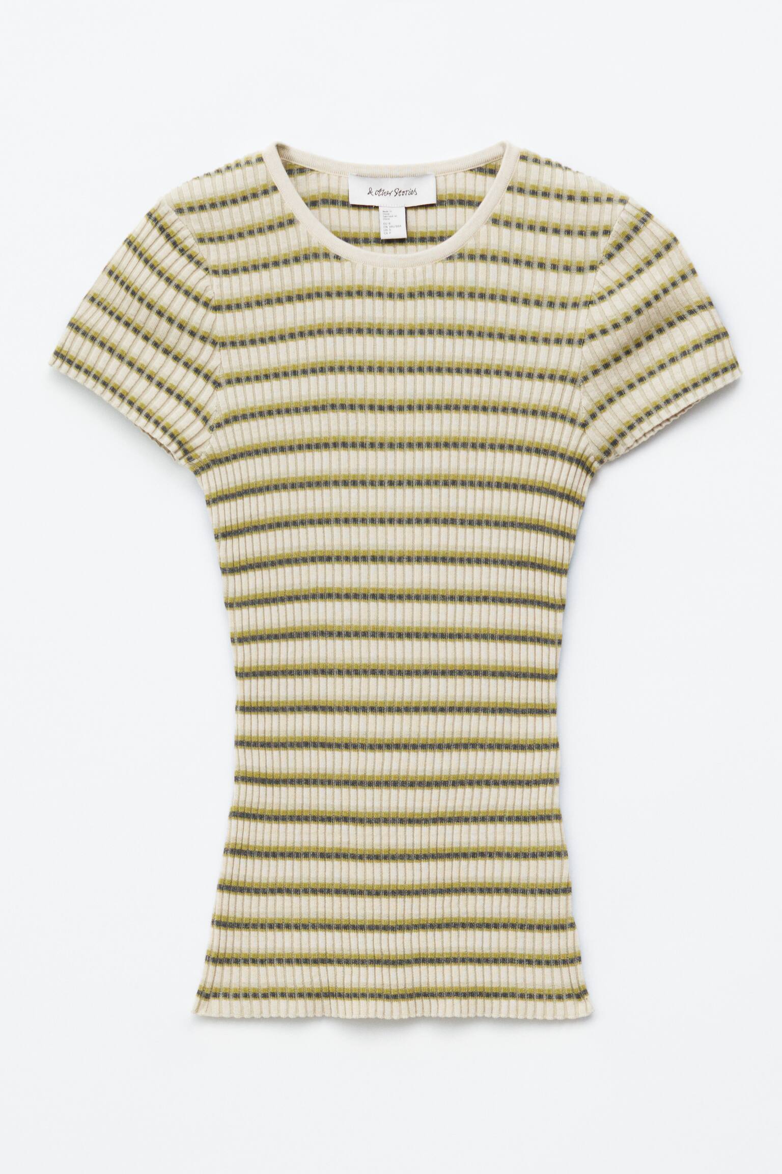 חולצת טי בסריגת ריב עם פסים - 2