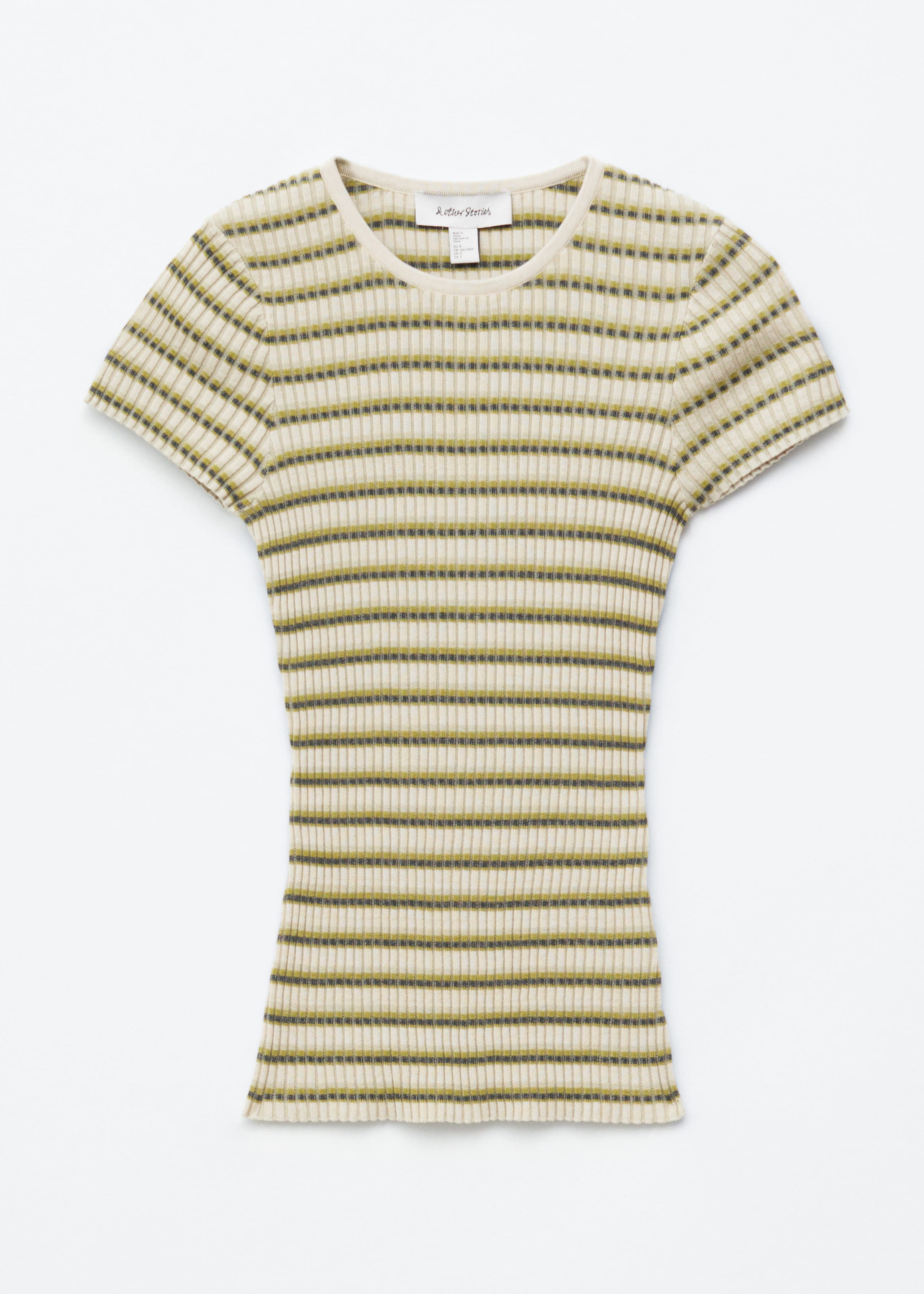 Image of Striped Rib-Knit T-shirt