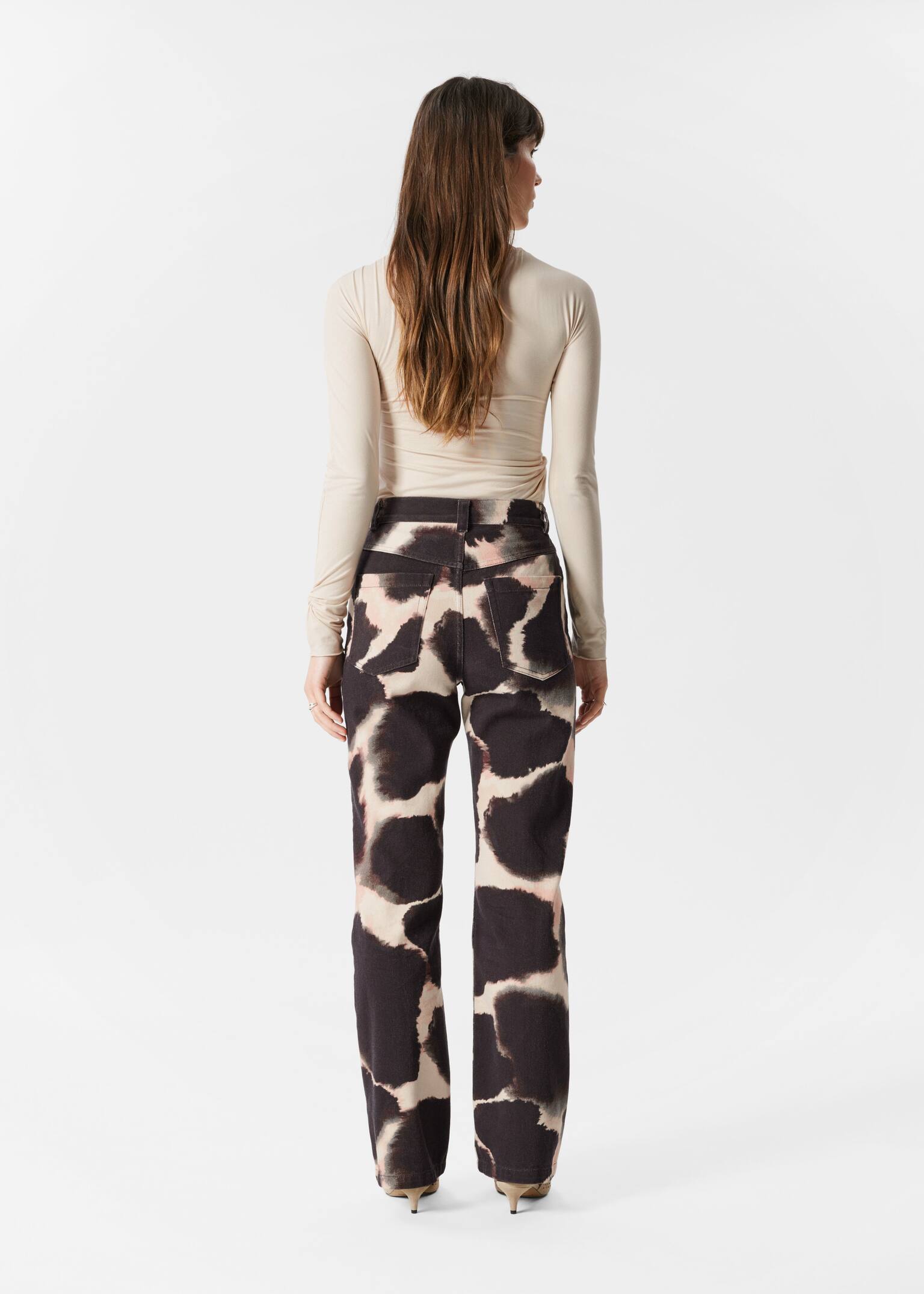 Egyenes szárú nadrág - Brown Print - 5