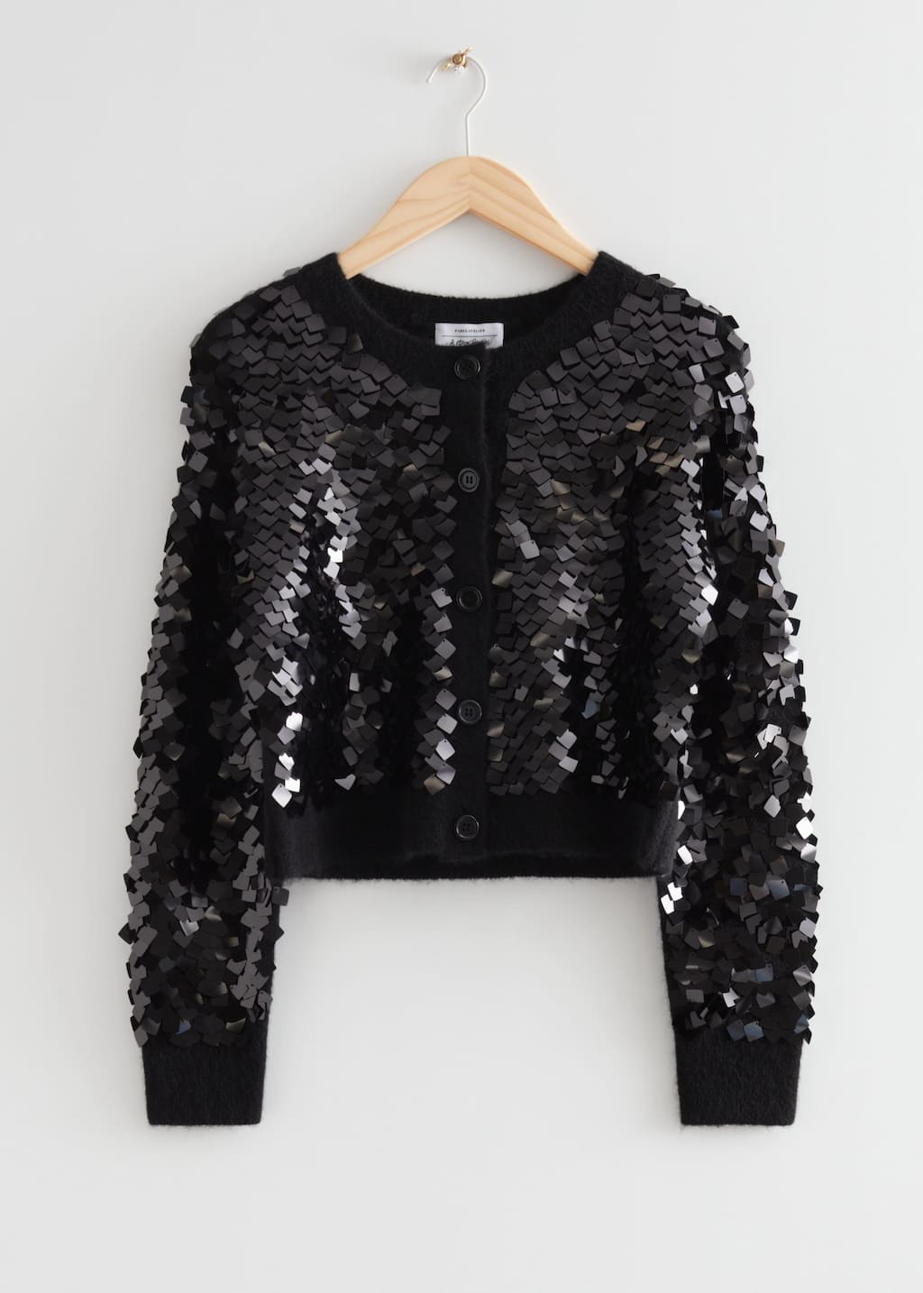 Sequin Wool Knit Cardigan - Black Sequin - Still Life