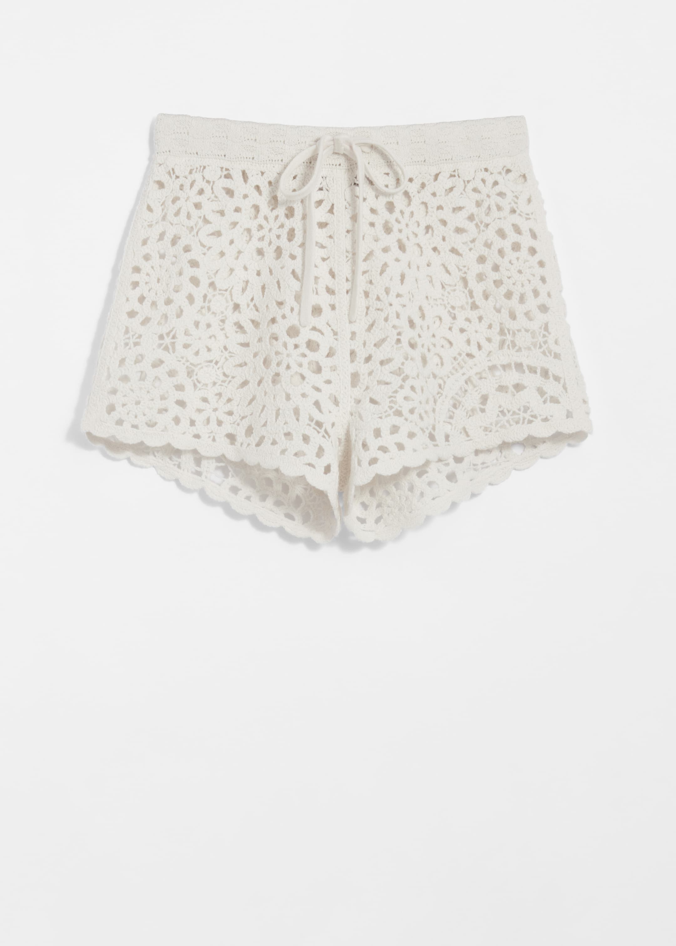 Visa större bild: Virkade shorts - Crèmevit - DAM | H&M SE 1