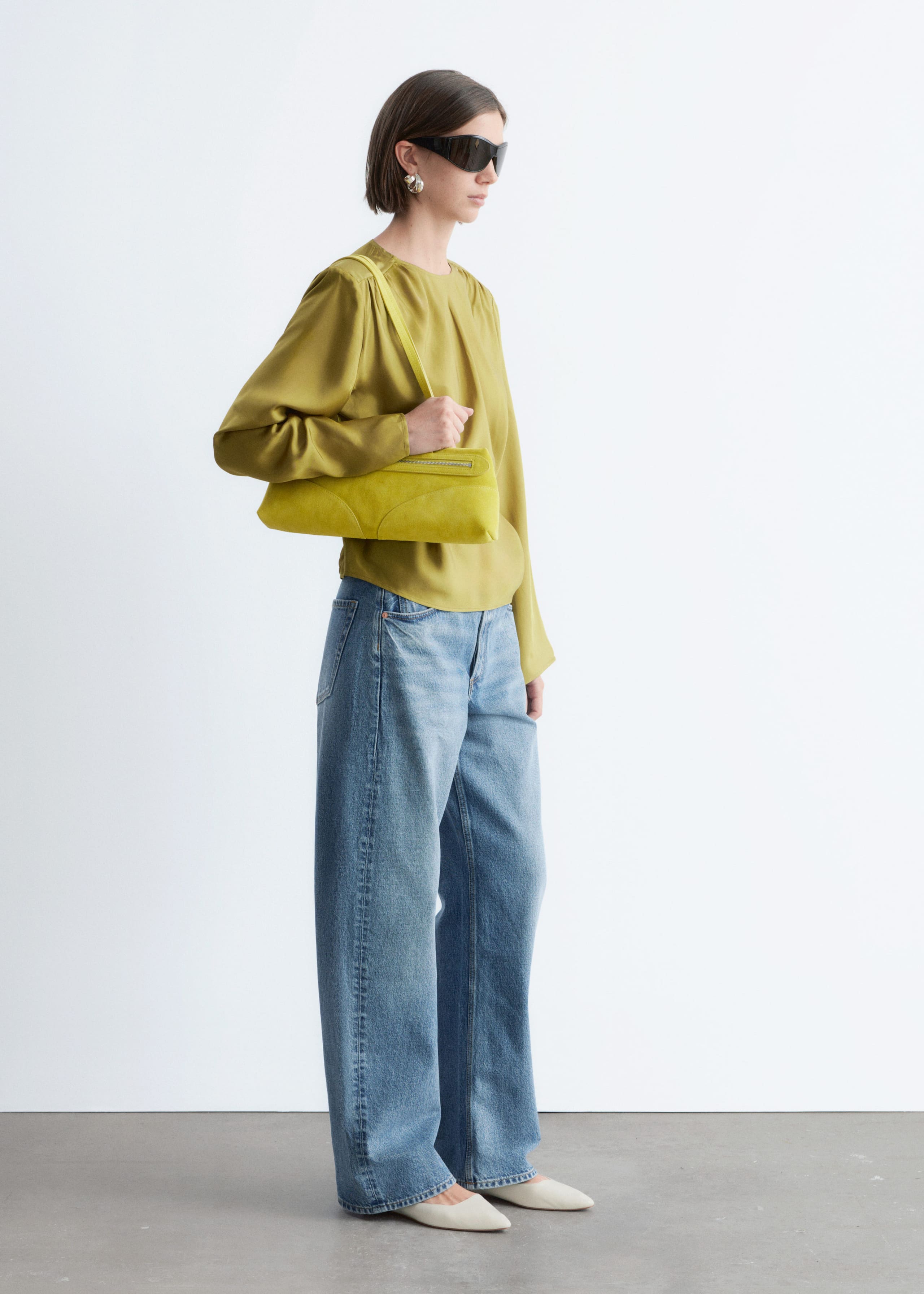 Image of Gathered Tie-Belt Blouse