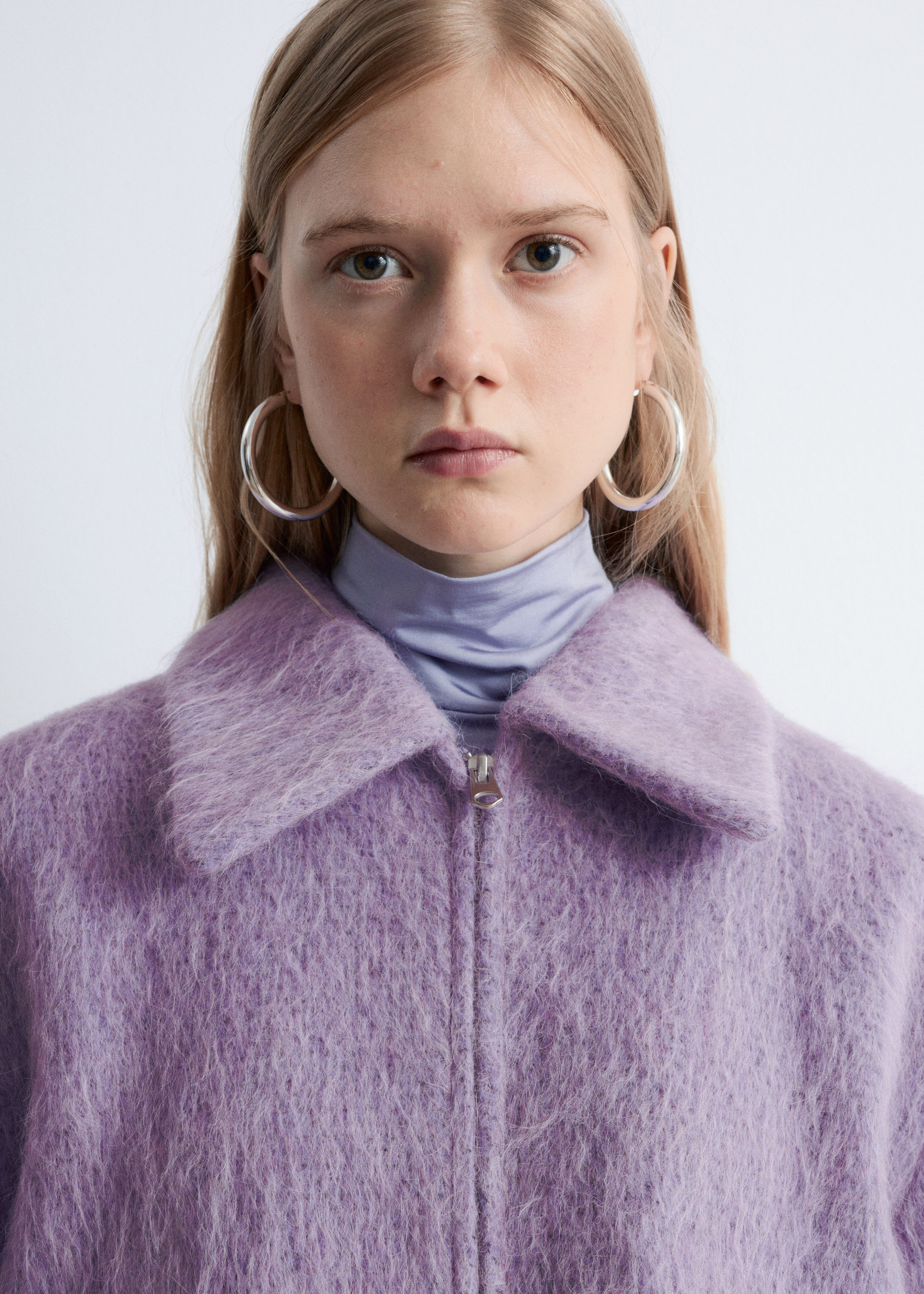 Cropped Wool Bomber Jacket - Lilac - & Other Stories US