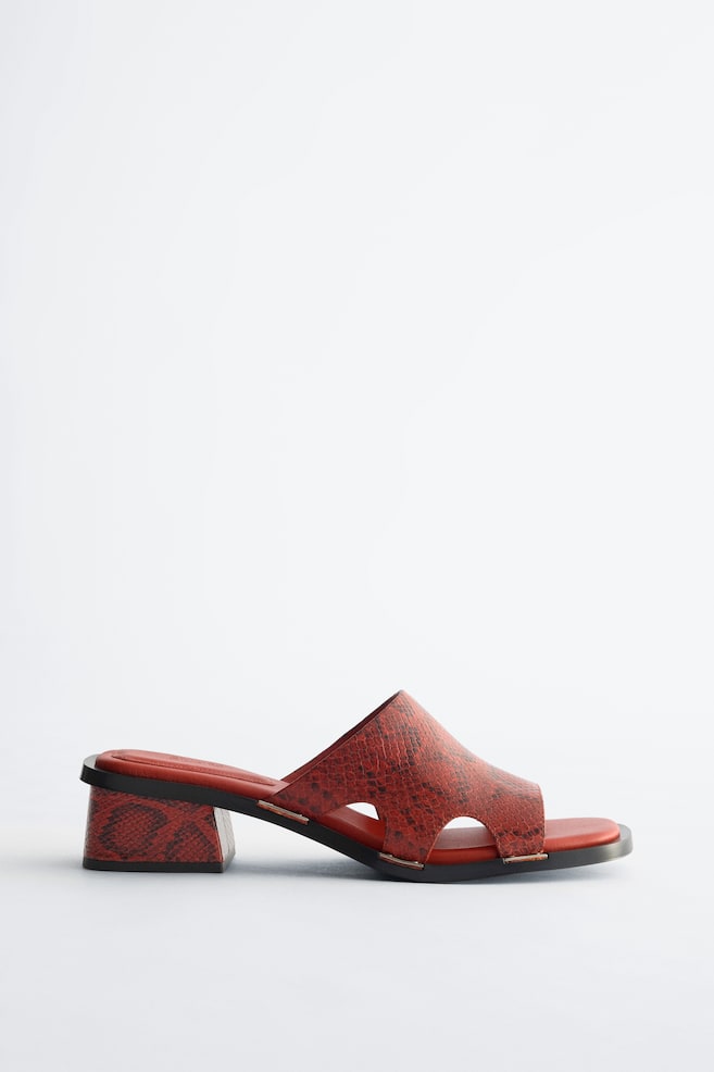 Sandales en cuir à talons épais - Rouge/Façon serpent/Marron foncé/Vert - 1