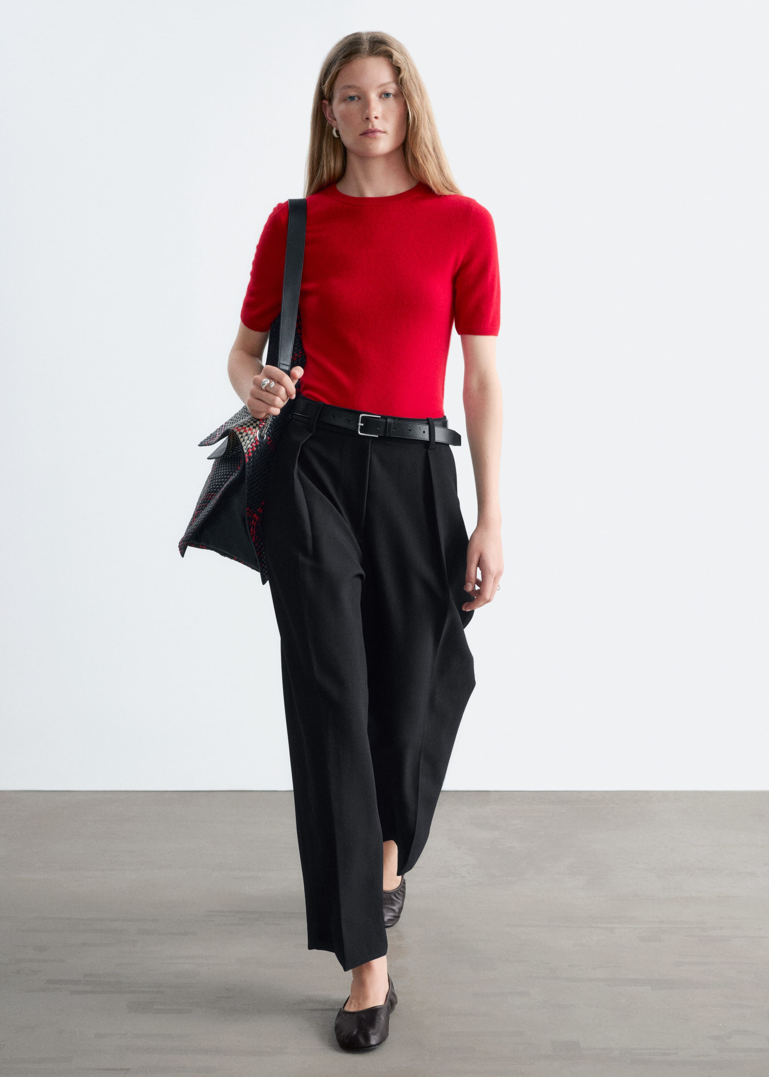 Pantalon court et plissé - Noir - Lookbook