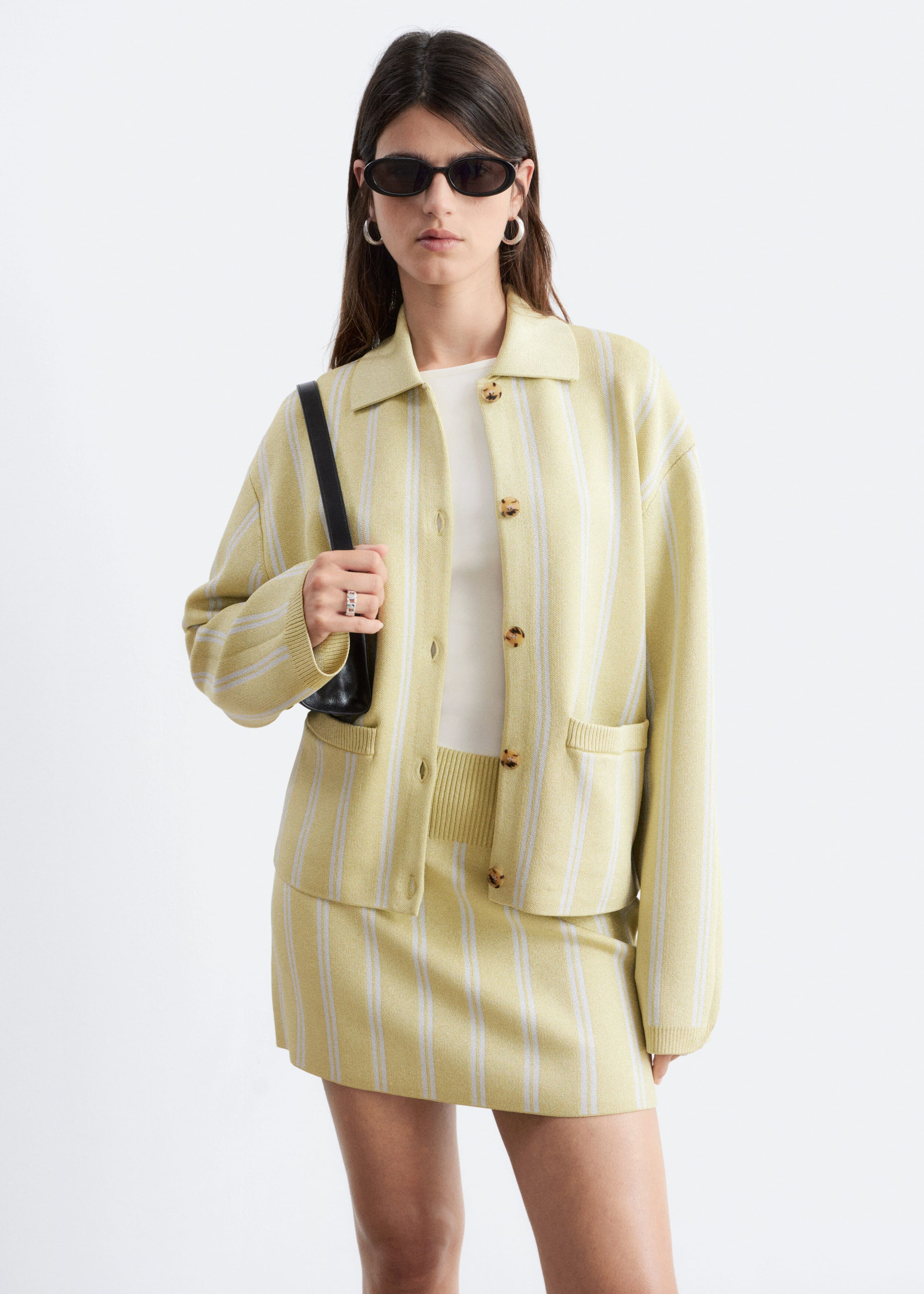 Image of Oversized Polo-Knit Cardigan