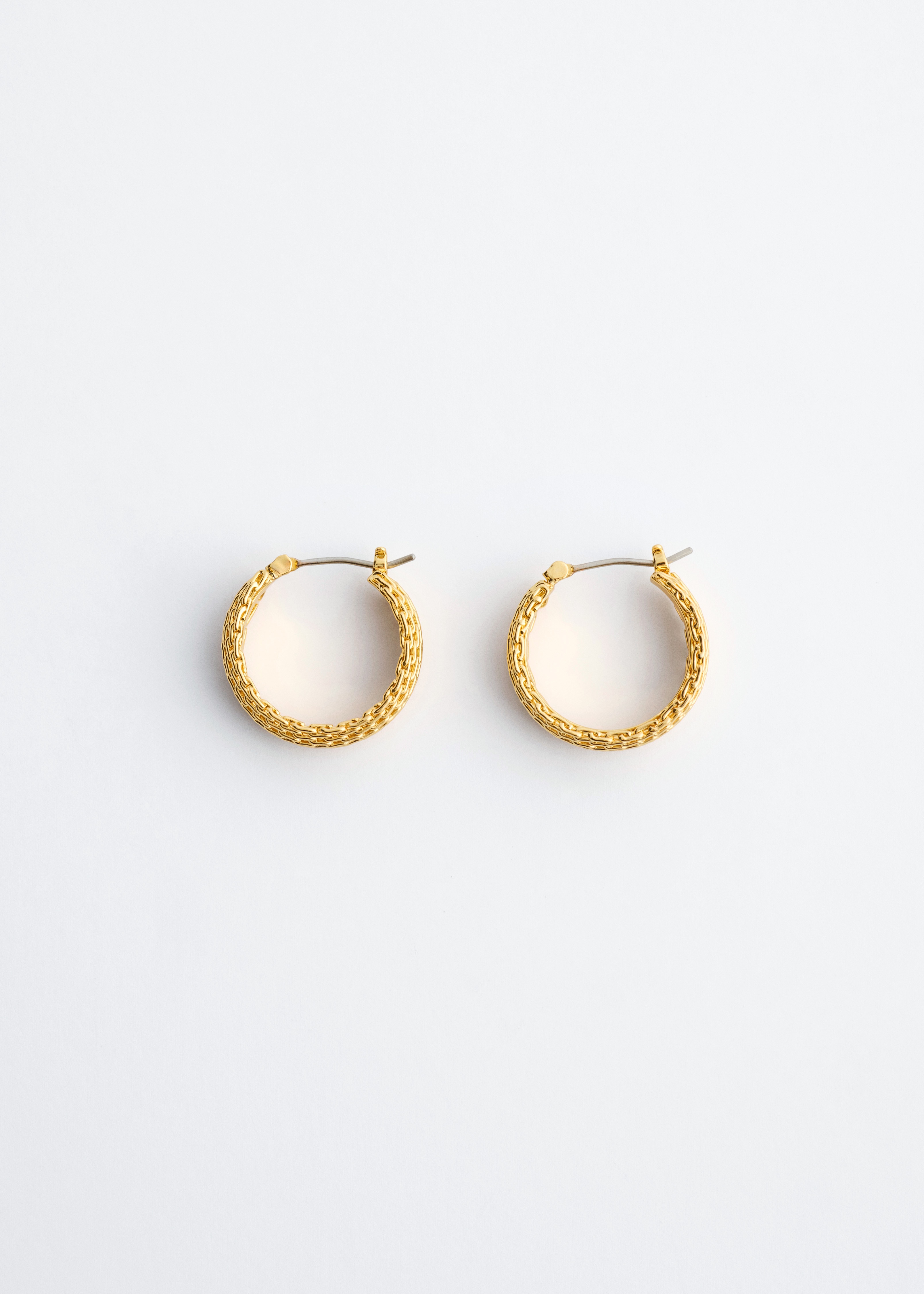 Chain-Inspired Brass Hoops - Złoty/Srebrny
