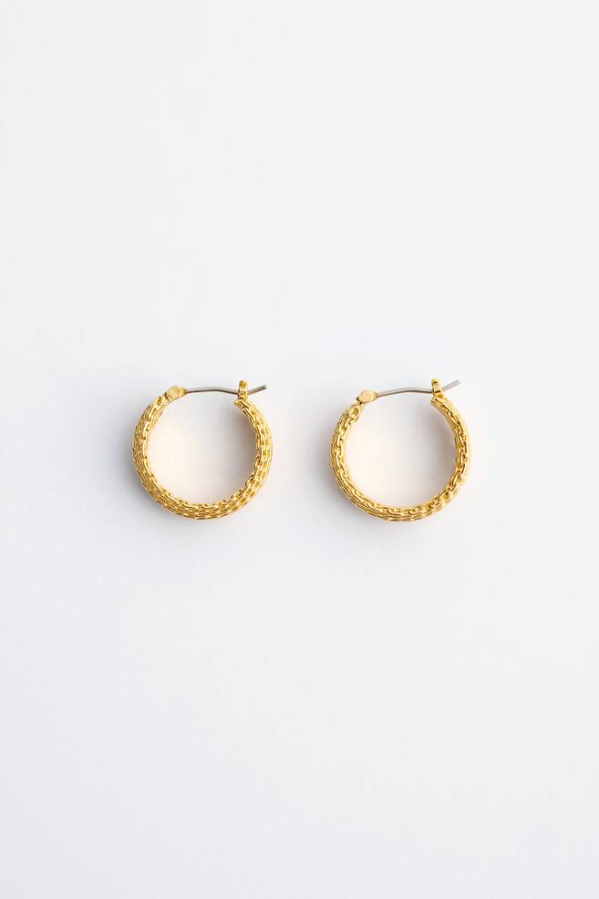 Chain-Inspired Brass Hoops - Gold - 1