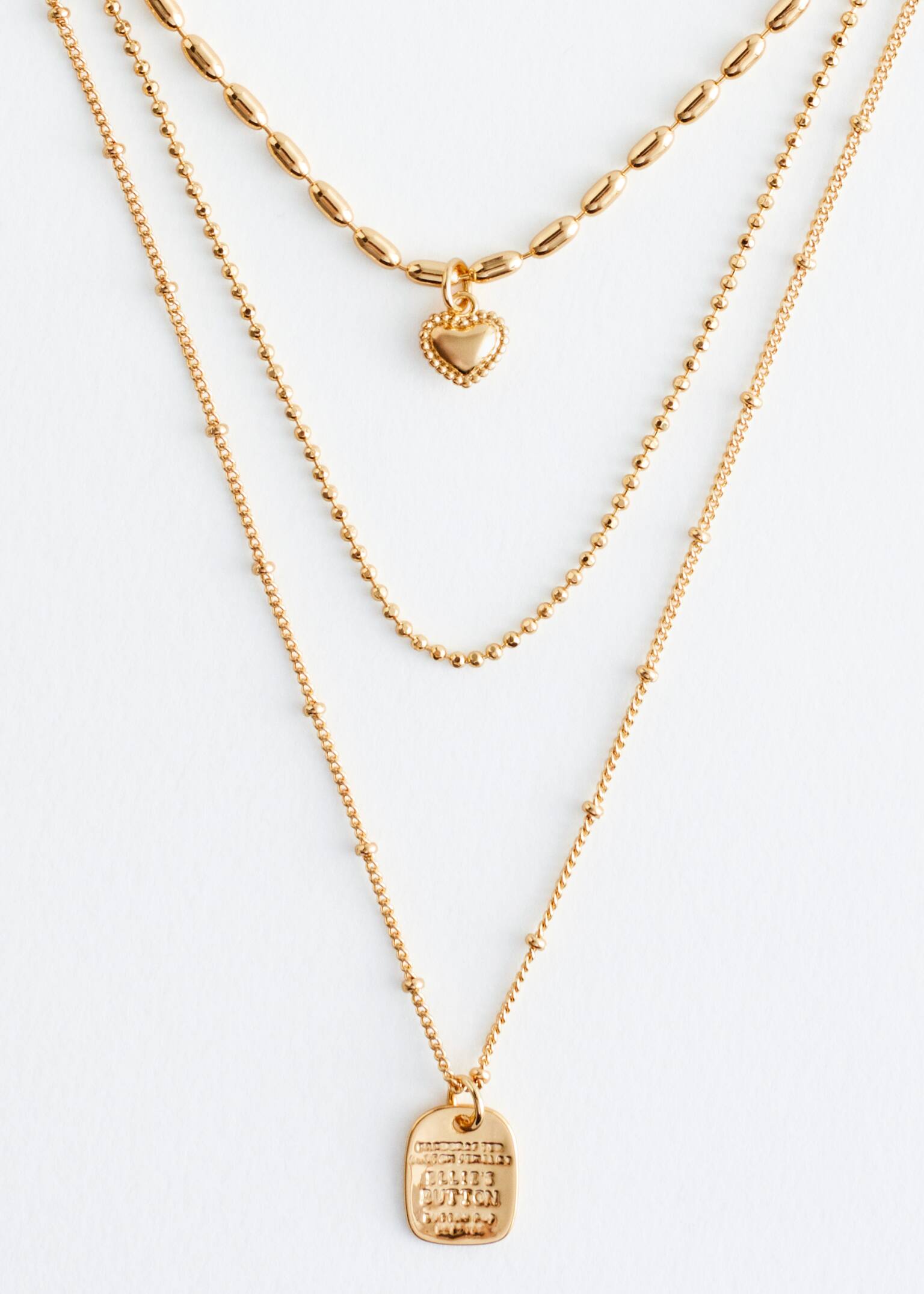 Layered Pendant Necklace - Gold - 3