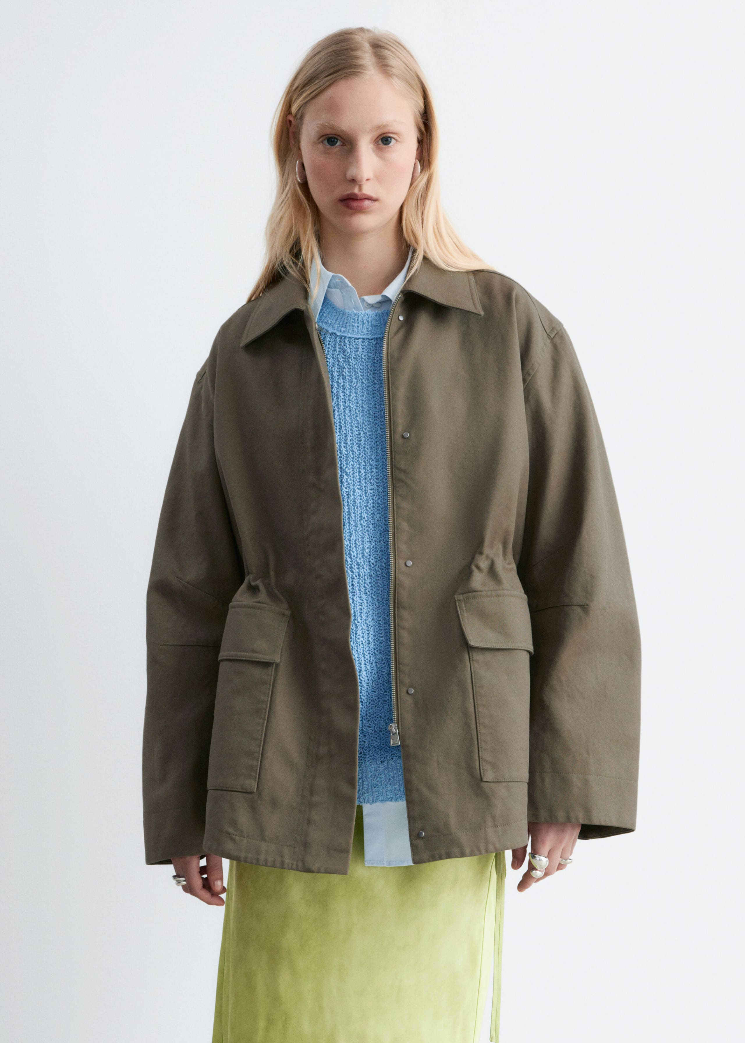 Image of Oversized Drawstring Utility Jacket