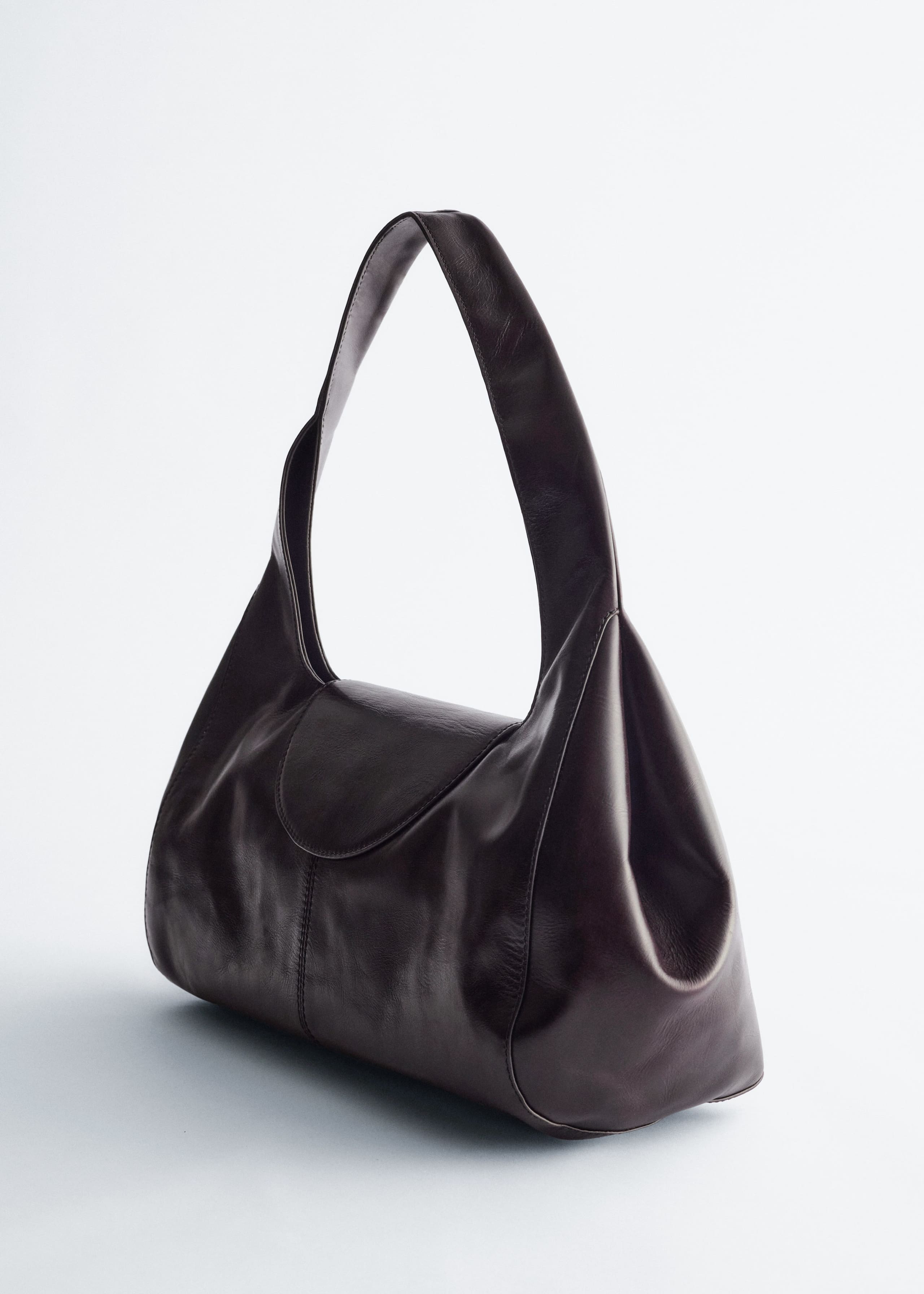 Image of Curved Leather Shoulder Bag