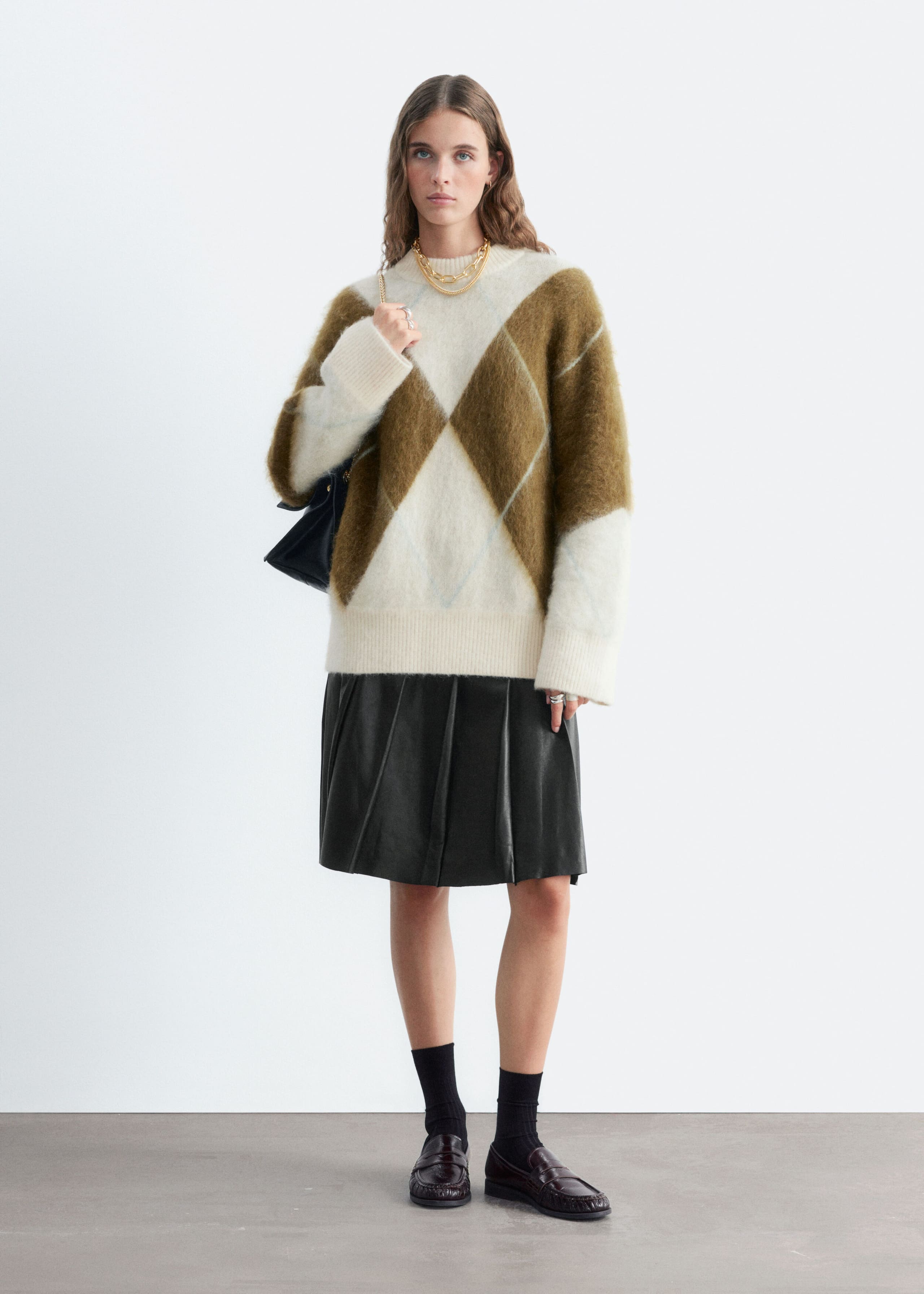 Mohair-Blend Jacquard Jumper - Light Green/Grey - Lookbook