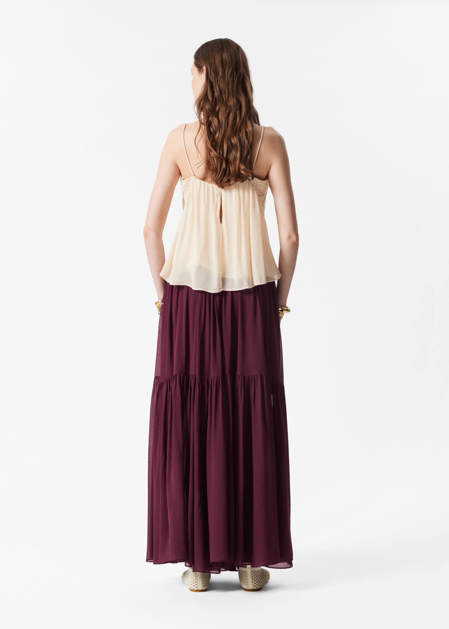 Top cu Bretele Brodate - Bej - 5