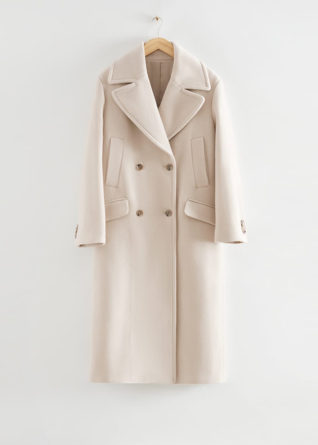 Oversized Wide Collar Wool Coat - White - Still Life