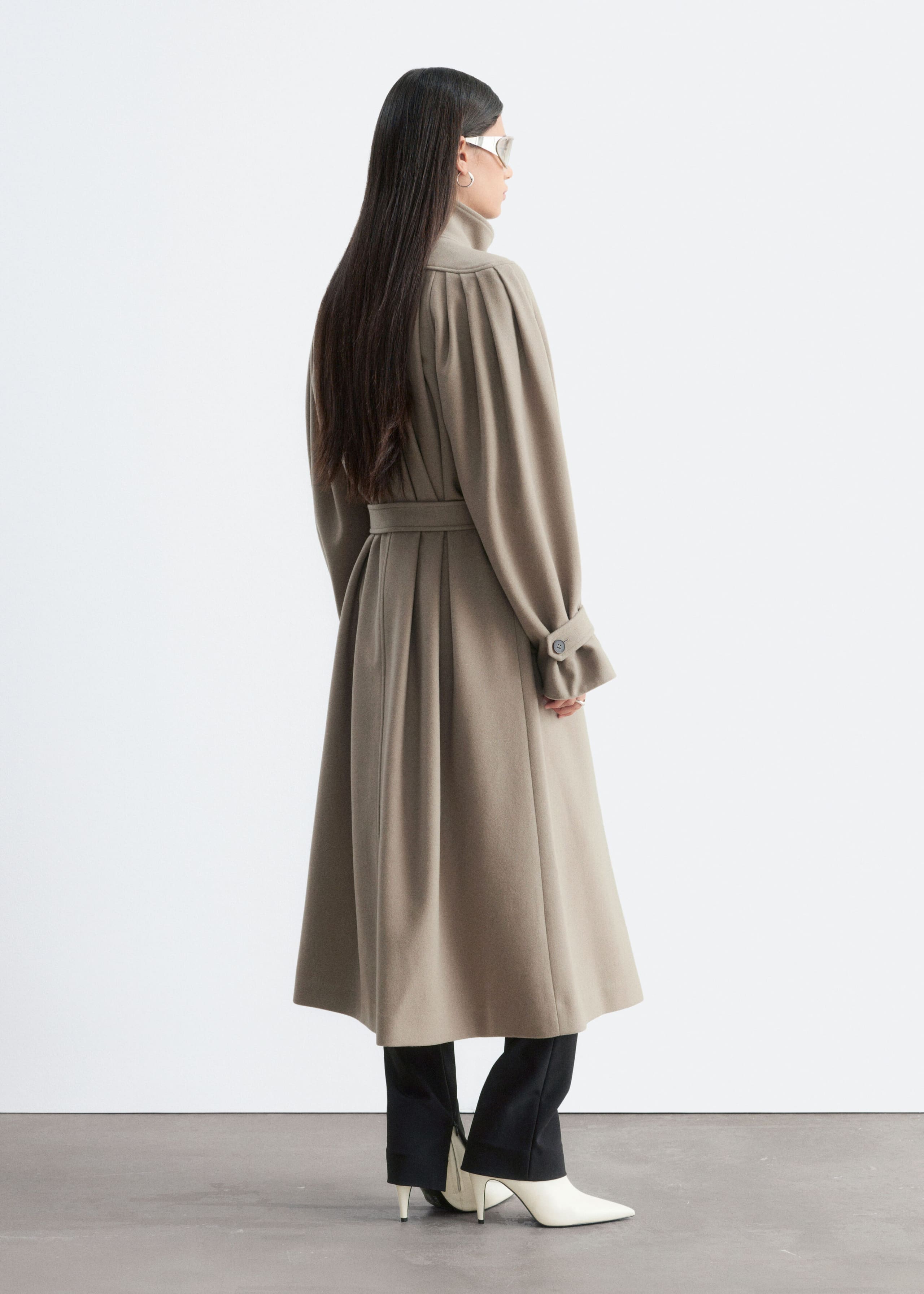 Belted Wool-Lyocell Coat - Mole - Lookbook