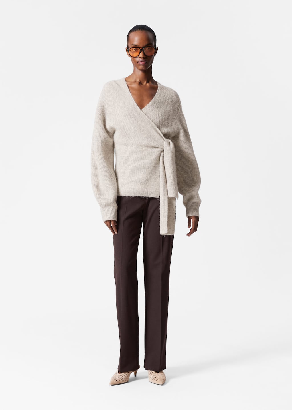 Image of Alpaca-Blend Knitted Wrap Cardigan