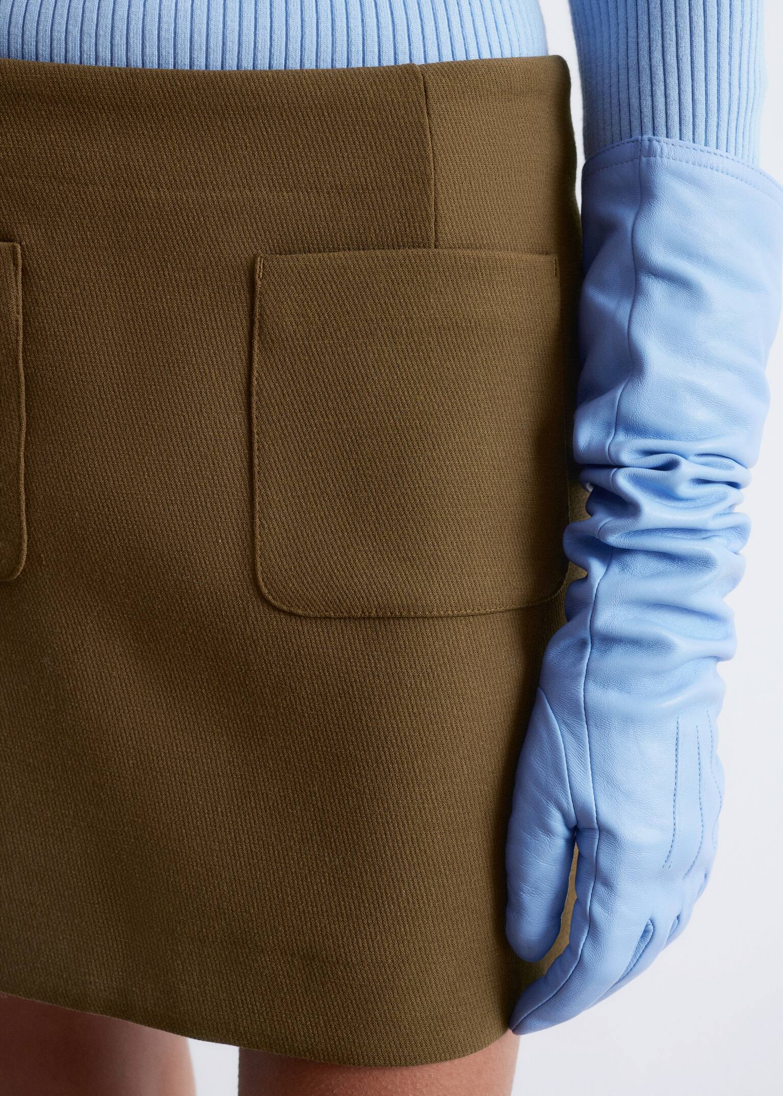 A-line Mini Skirt - Khaki Brown/Black - 5