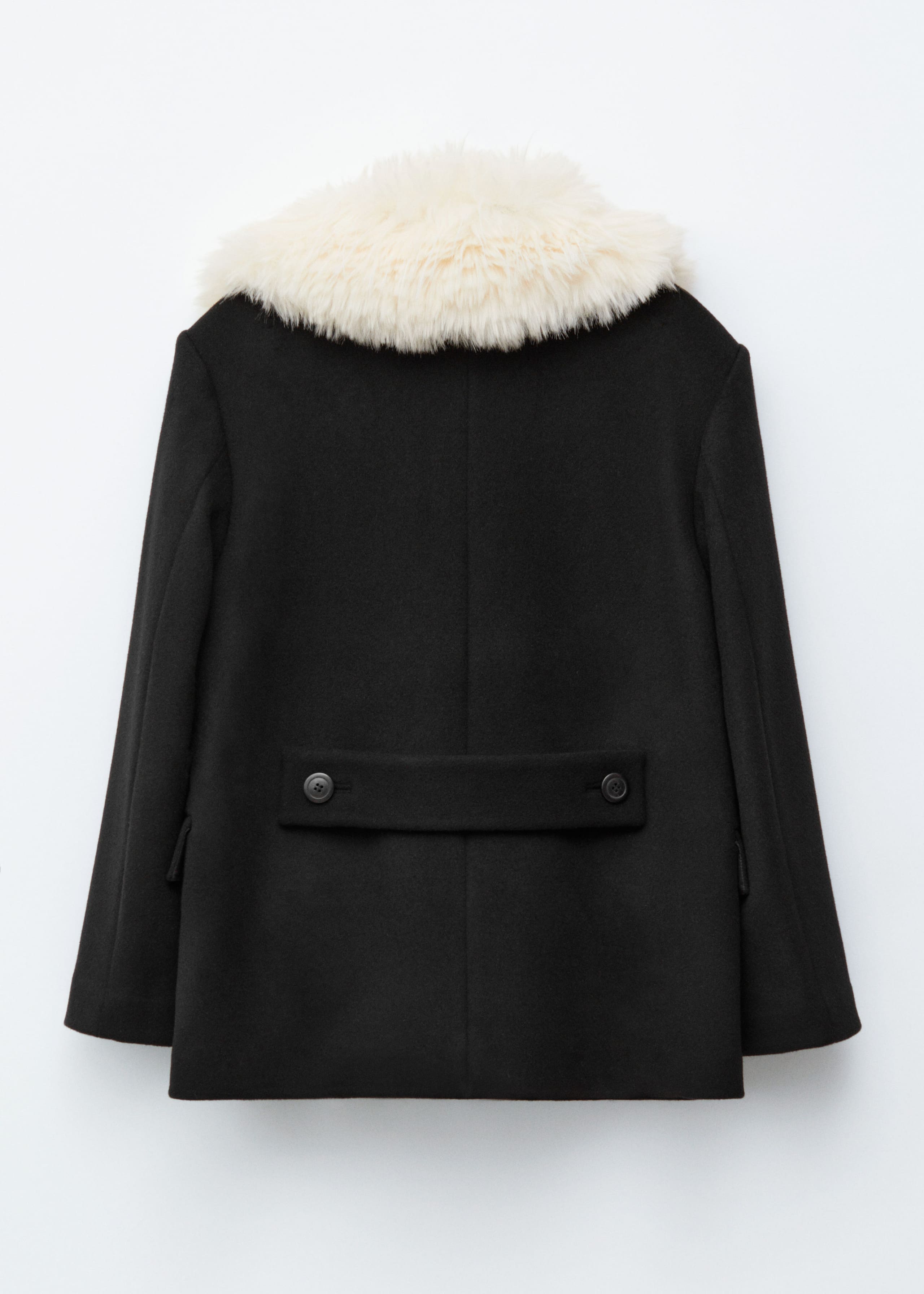 Image of Short Fur-Collar Wool Coat