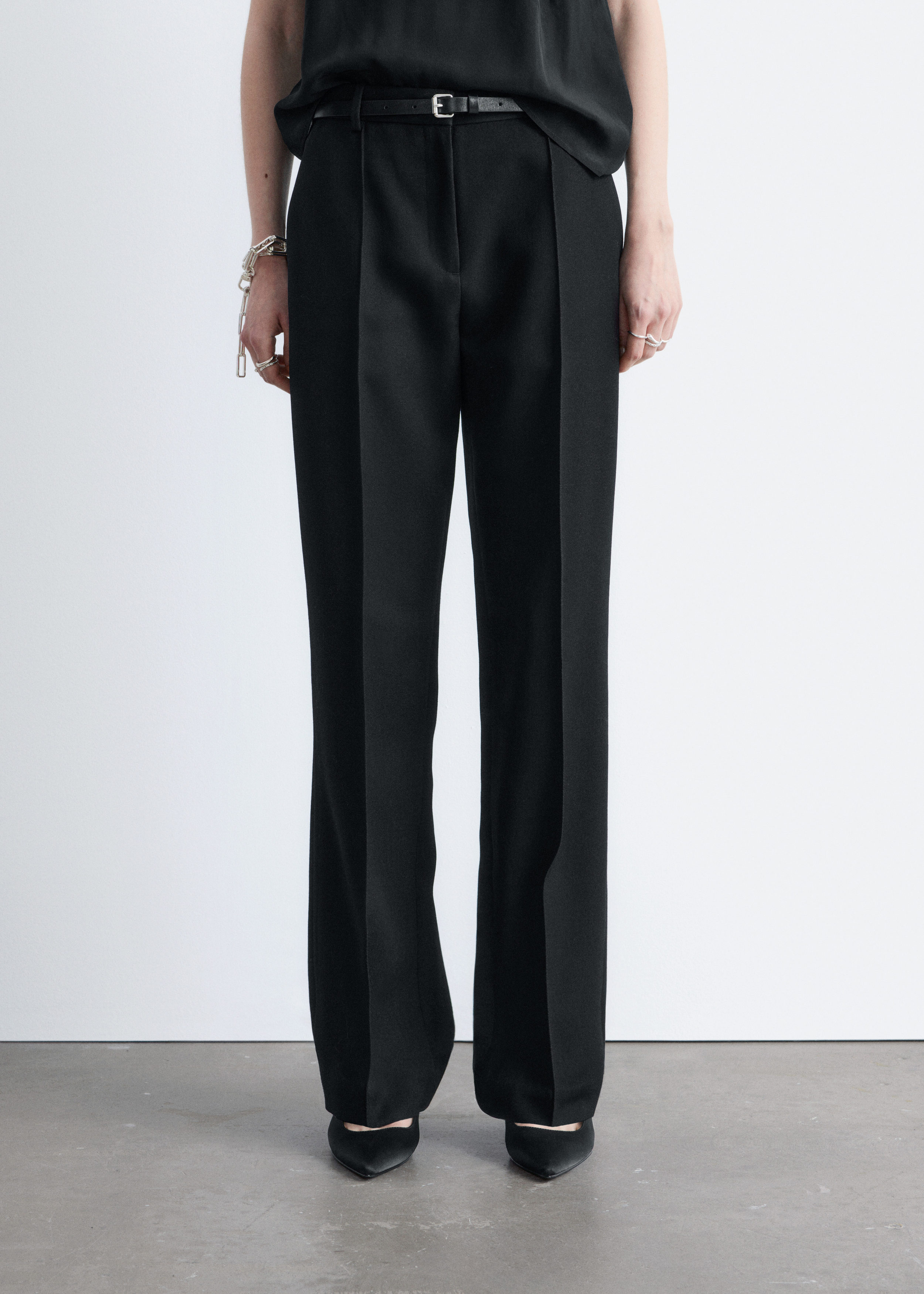 Wool-Blend Tailored Trousers - Black - & Other Stories NO