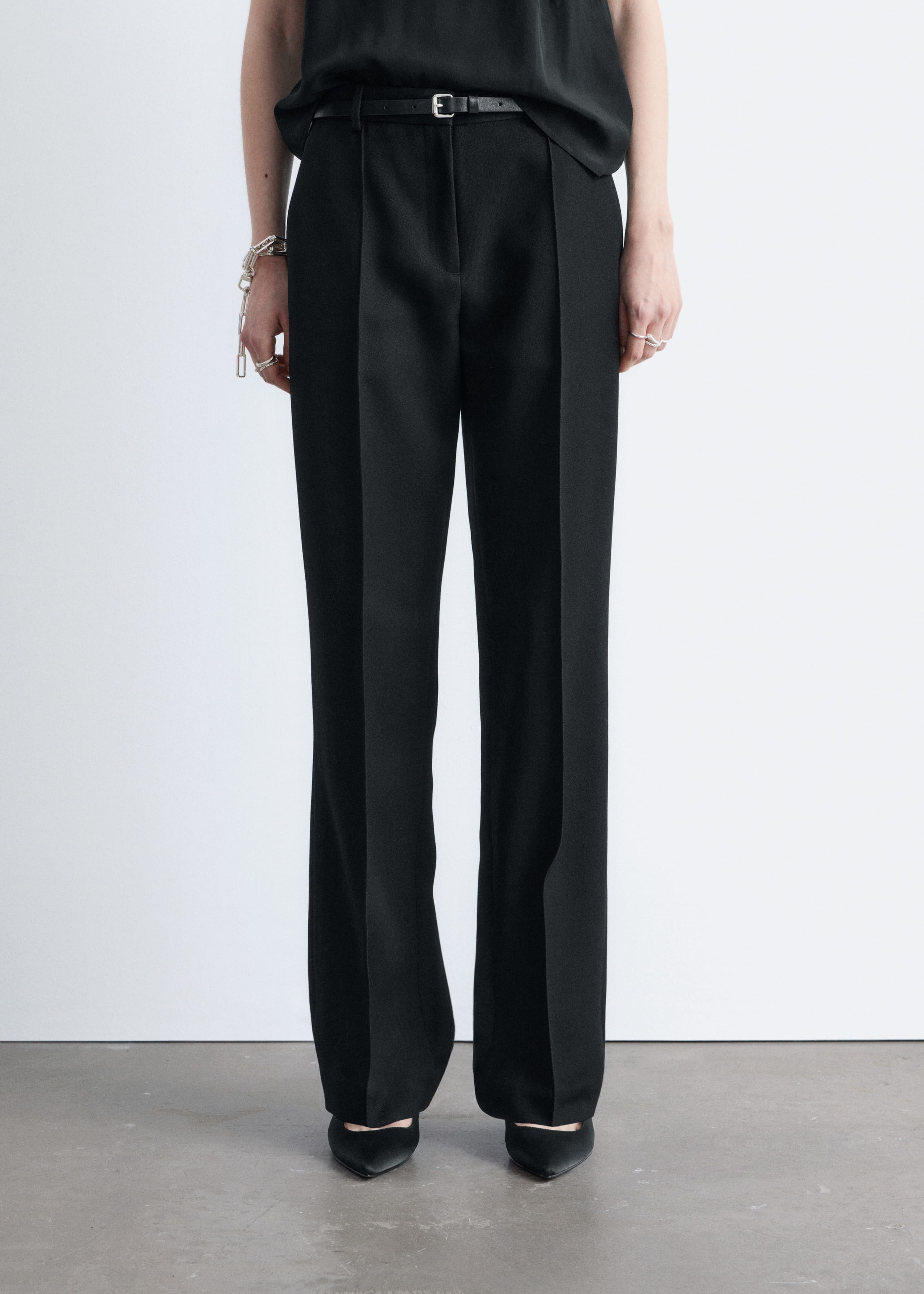 Image of Wool-Blend Tailored Trousers