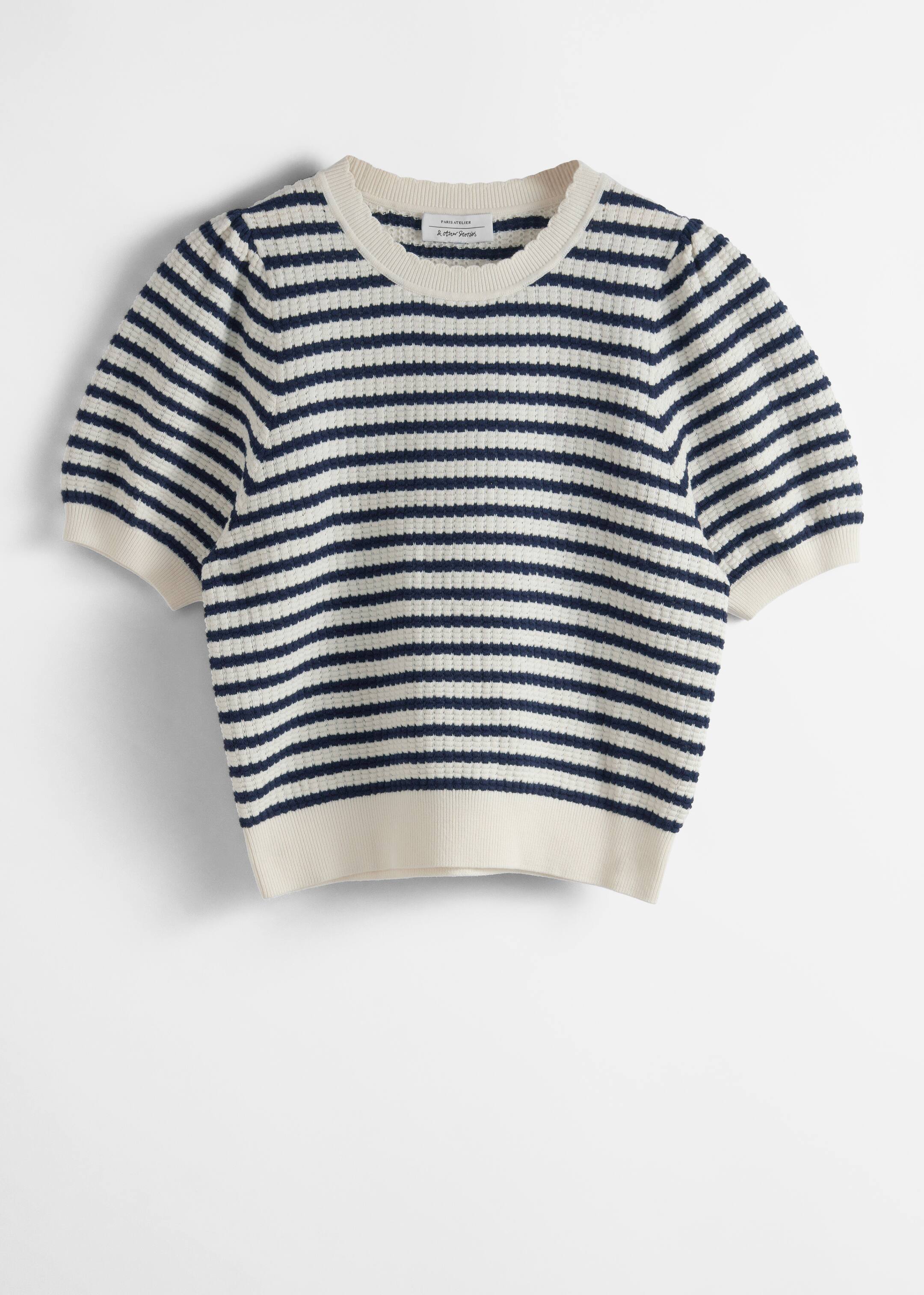 Agrandir l'image: Haut festonné en maille - Rayures bleu marine/blanches - FEMME | H&M FR 5