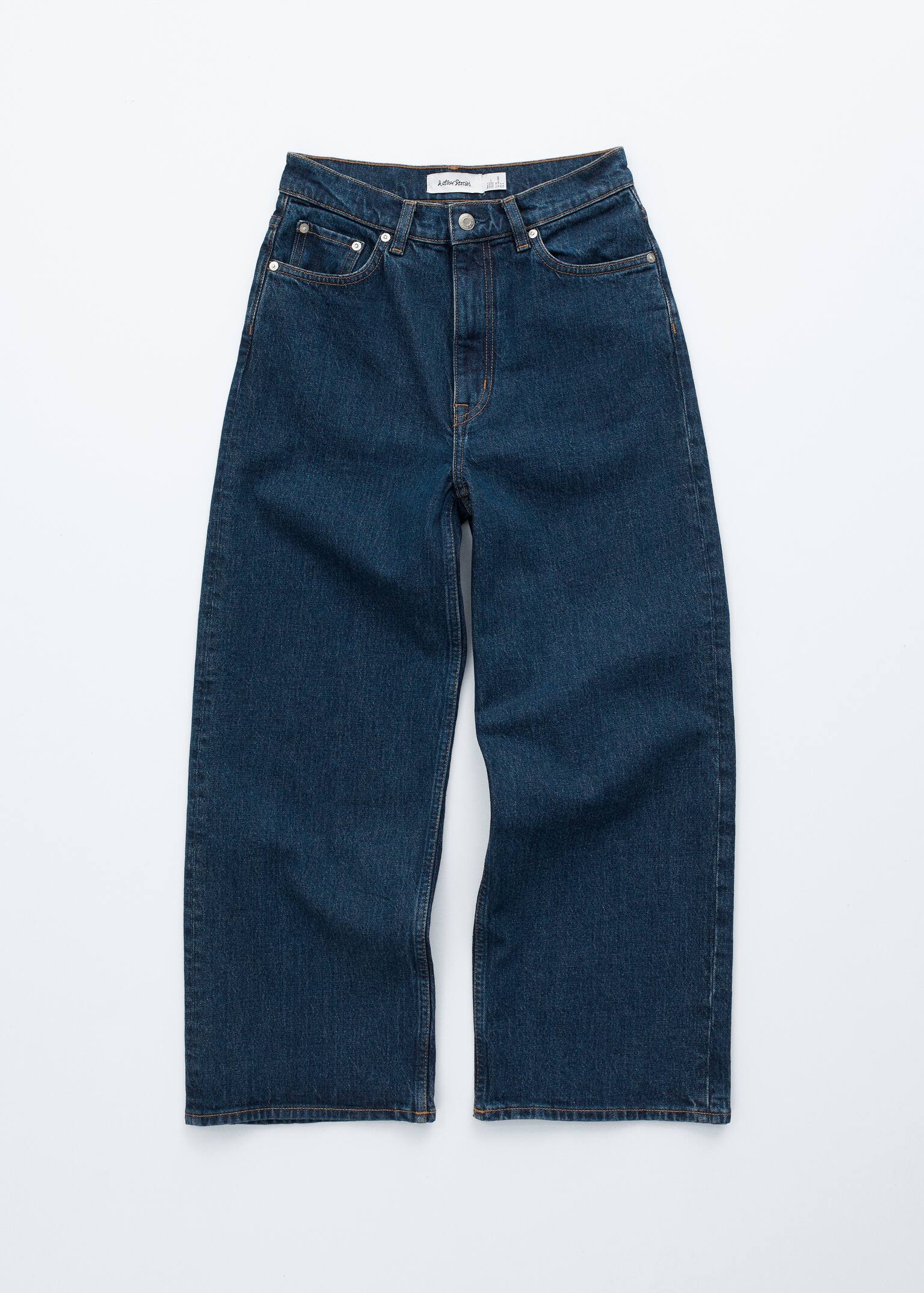 Verkürzte Jeans mit weitem Bein - Mittelblau/Schwarz/Hellblau/Weiß - 5