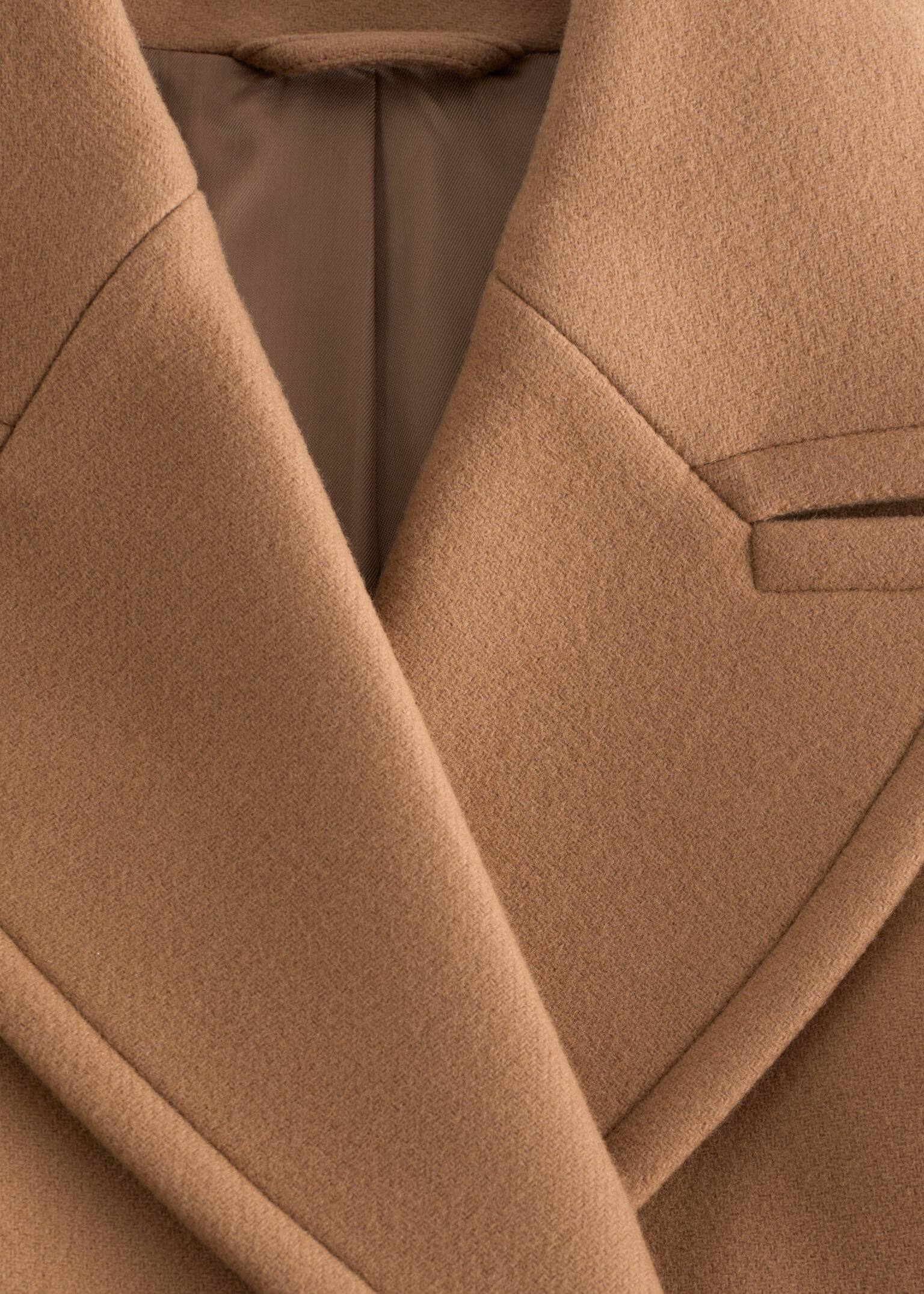 Tailored Wool Pea Coat - Dark Beige/Navy - 10