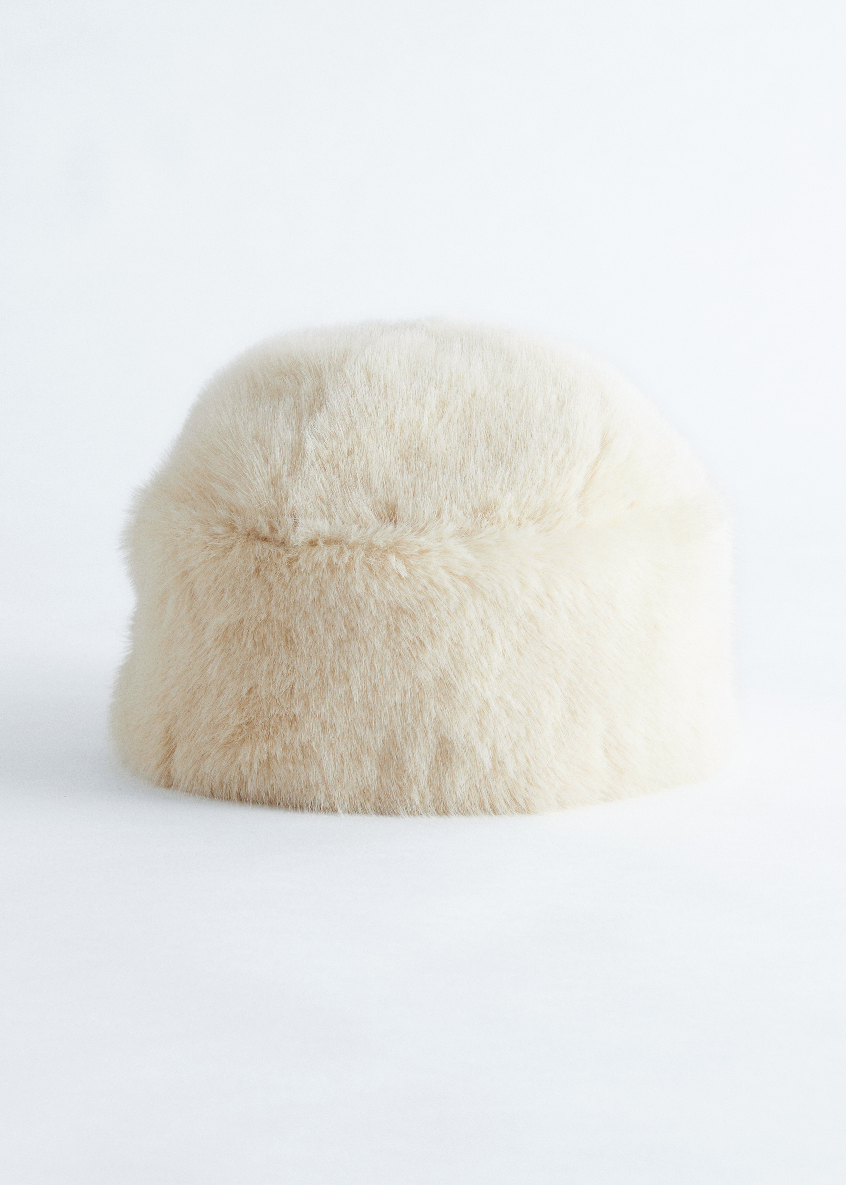 Faux Fur Hat - Cream/Brown