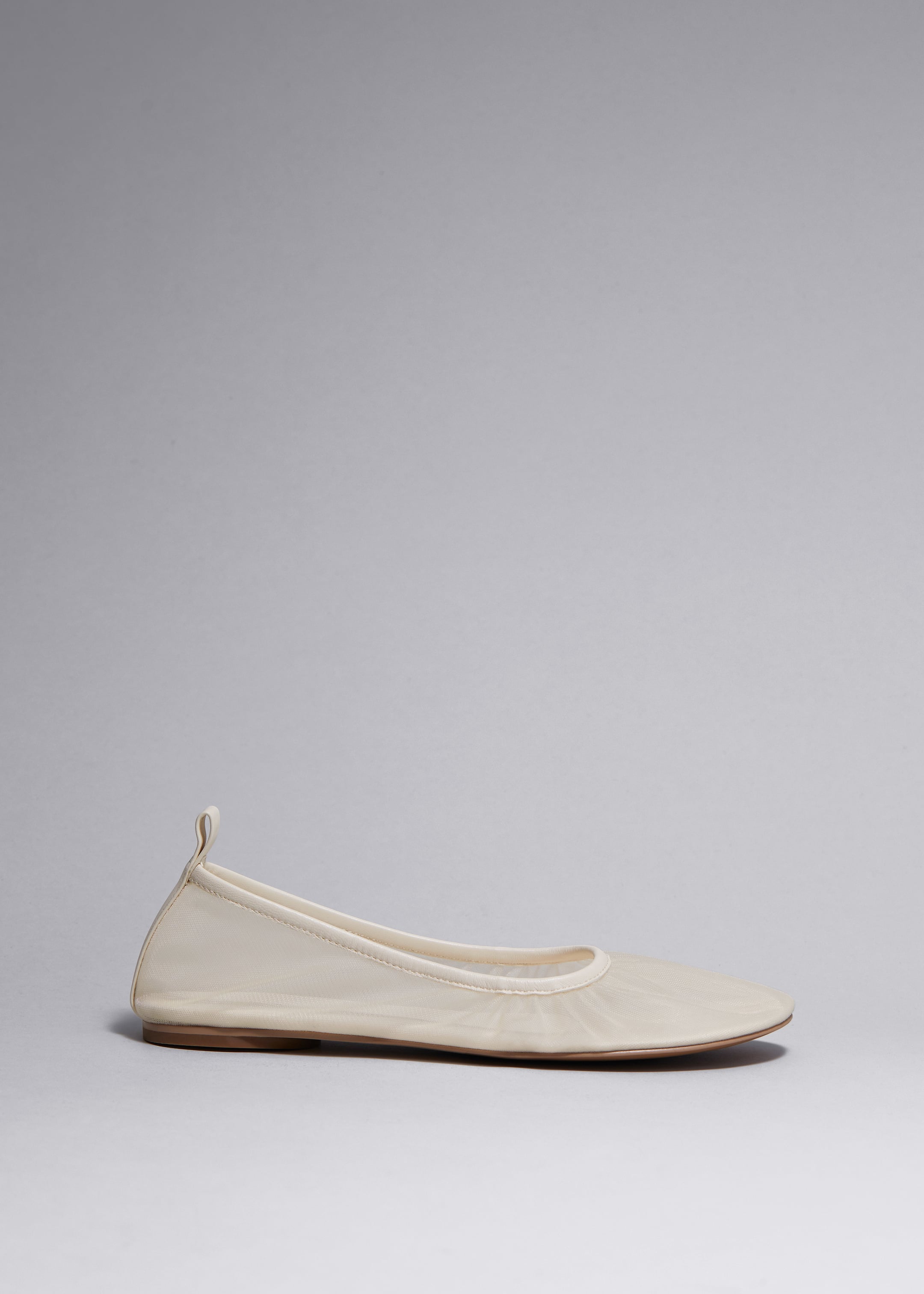 View larger image: Leather-Trimmed Mesh Ballet Flats - Cream - Ladies | H&M GB 1