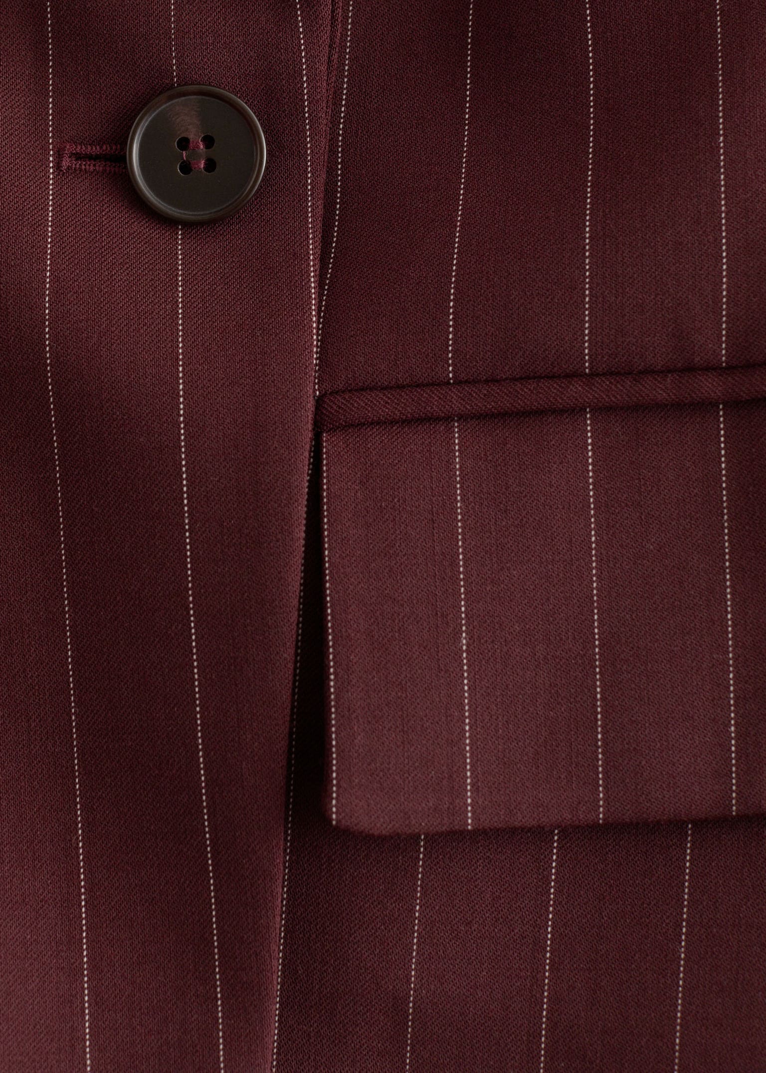 Double-Breasted Wool Blazer - Burgundy Pinstripe - 2