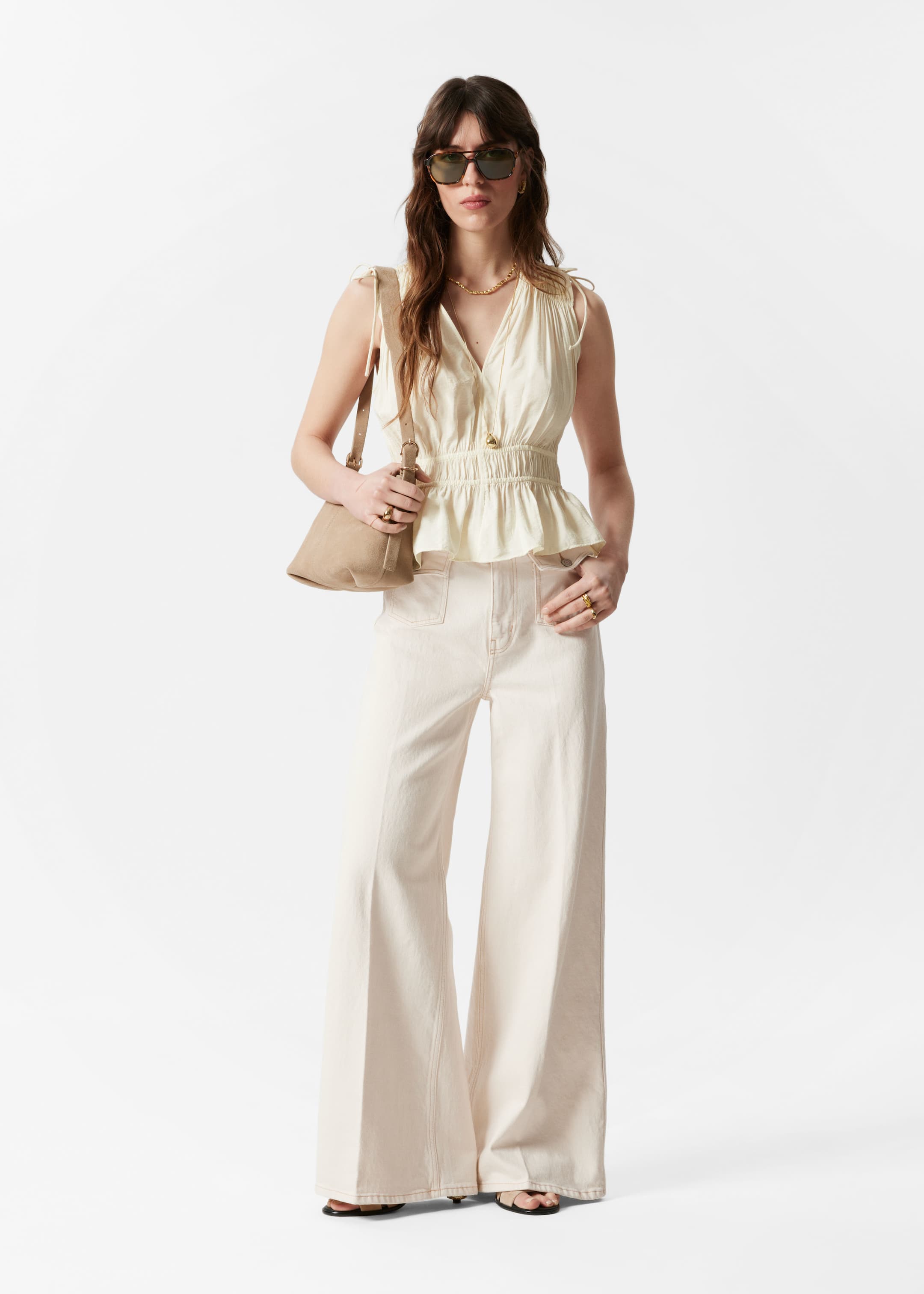 Größeres Bild ansehen: Oberteil mit Raffungen - Weiß - Ladies | H&M DE 3
