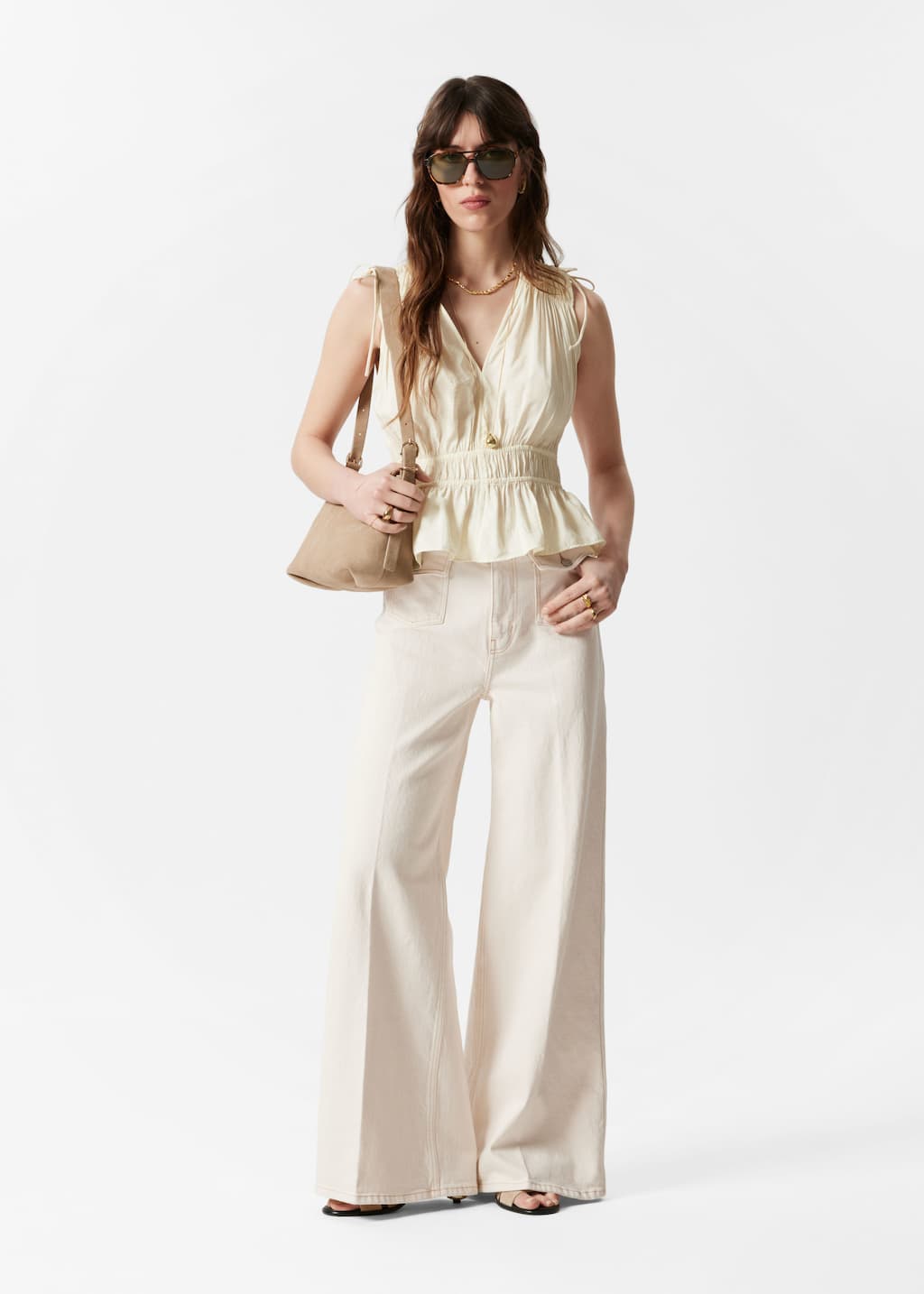 Gathered Top - White - Lookbook