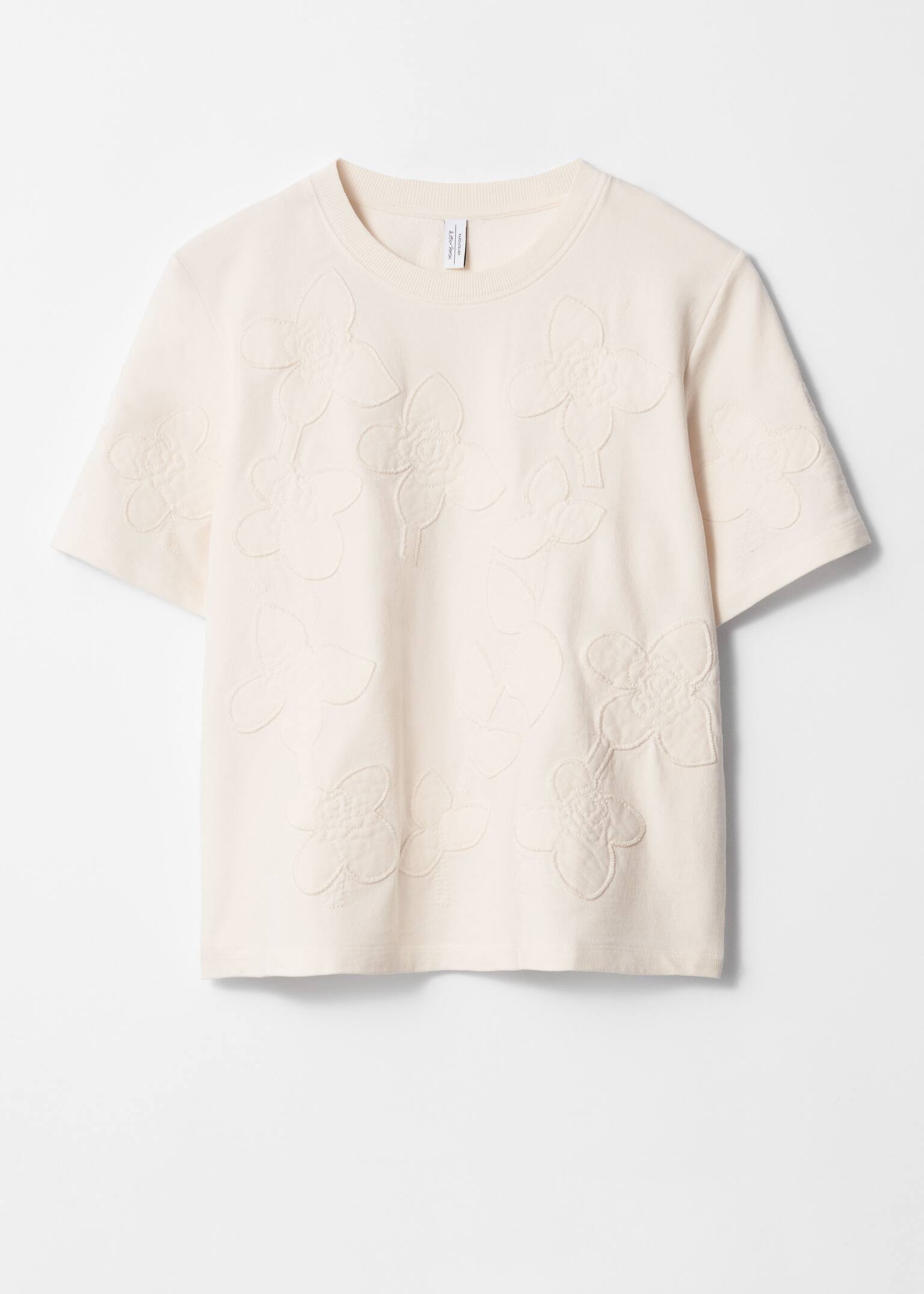 Tričko s květinovou aplikací - White/Modrý abstraktní vzor/Růžový abstraktní vzor/Khaki/Červená/Žlutá