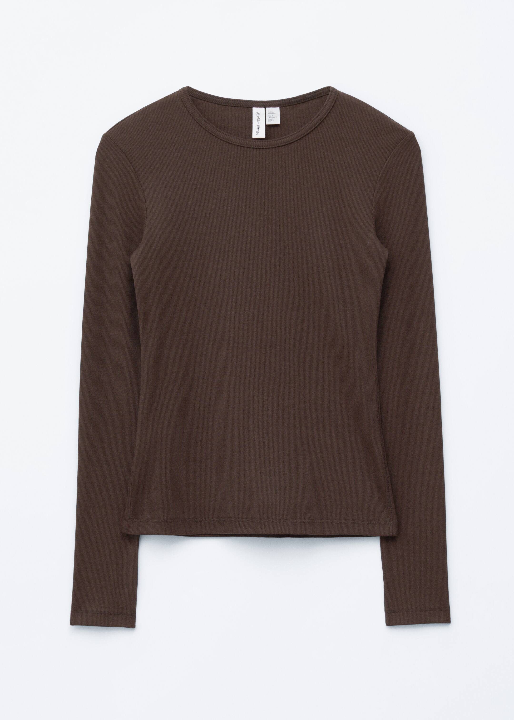 View larger image: Ribbed Long-Sleeve Top - Dark Brown - Ladies | H&M GB 6