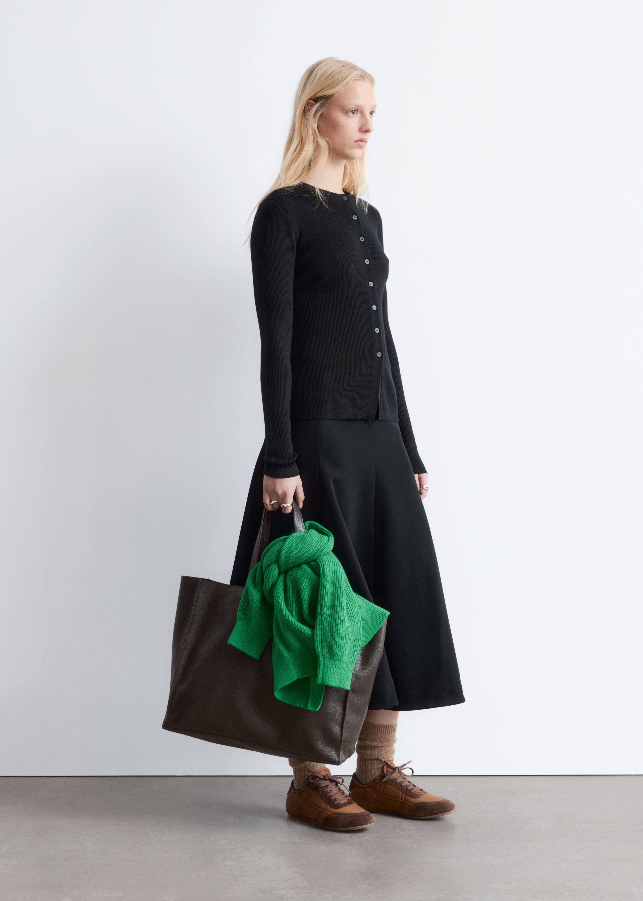 Image of Rib-Knit Merino Wool Cardigan