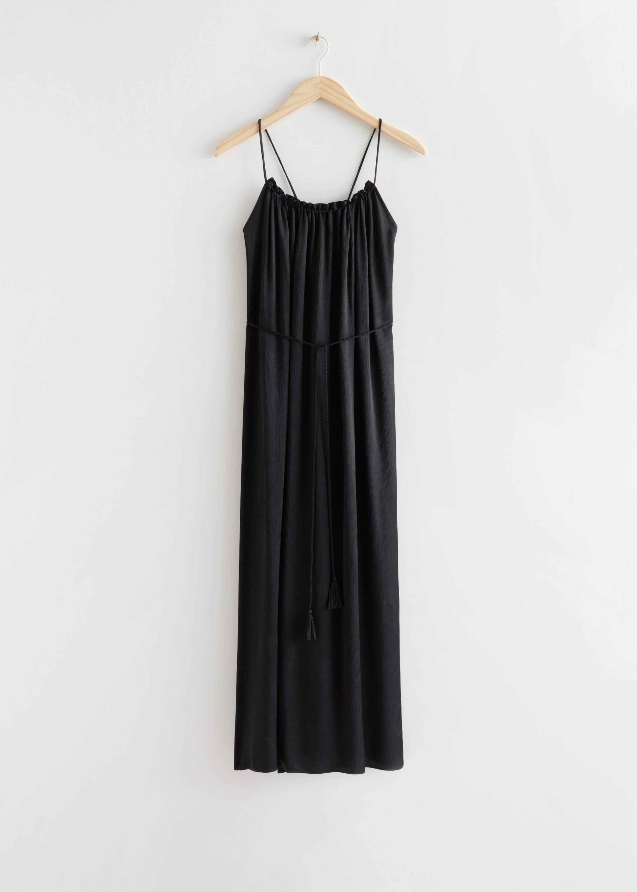 Strappy Tassel Tie Midi Dress - Black - Natura morta