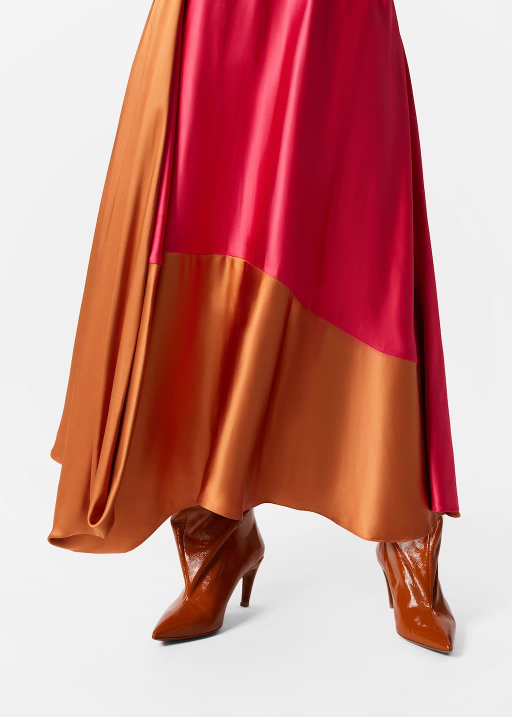 Image of Jupe midi contrastée en satin