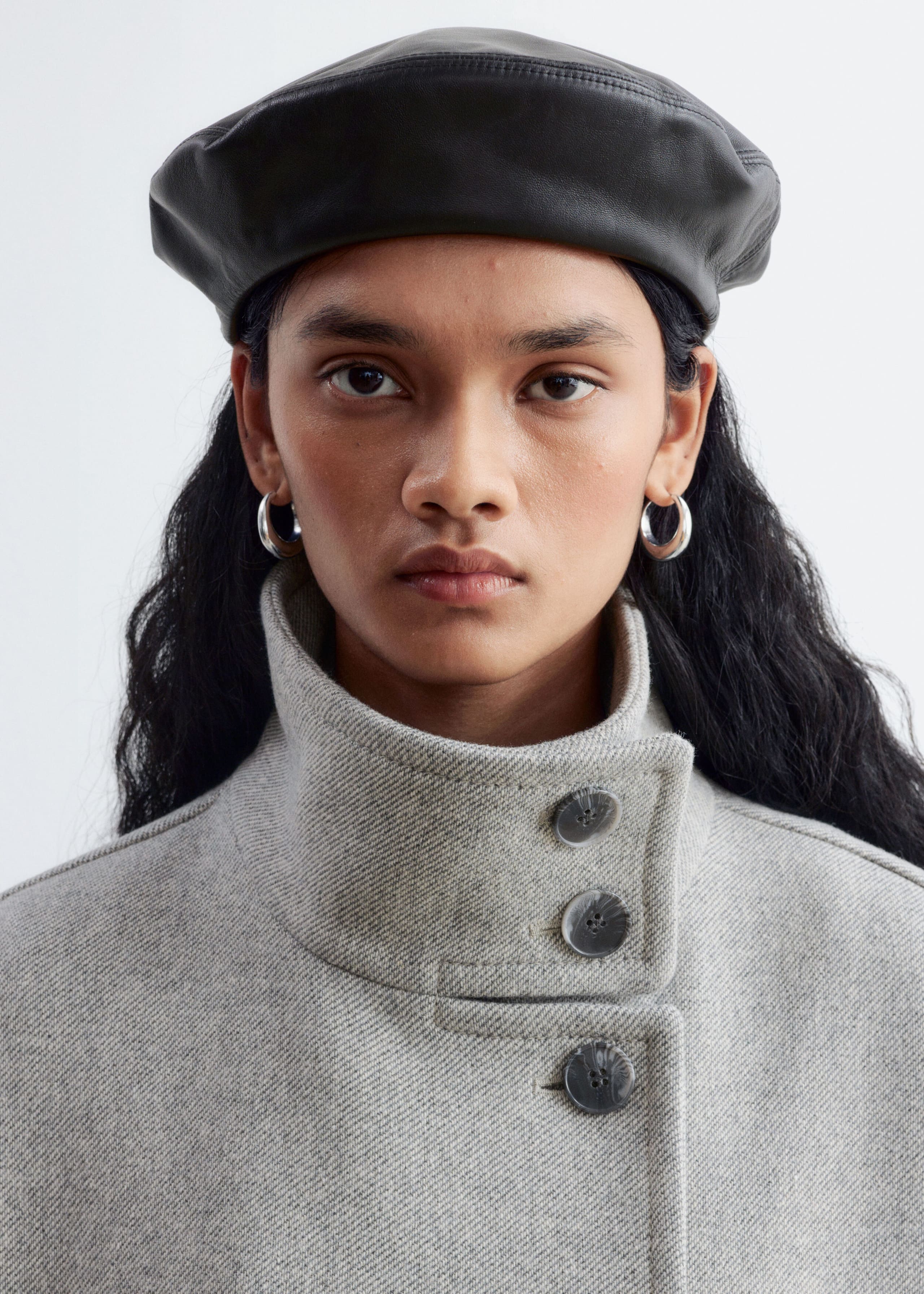 Leather Beret - Black - Still Life