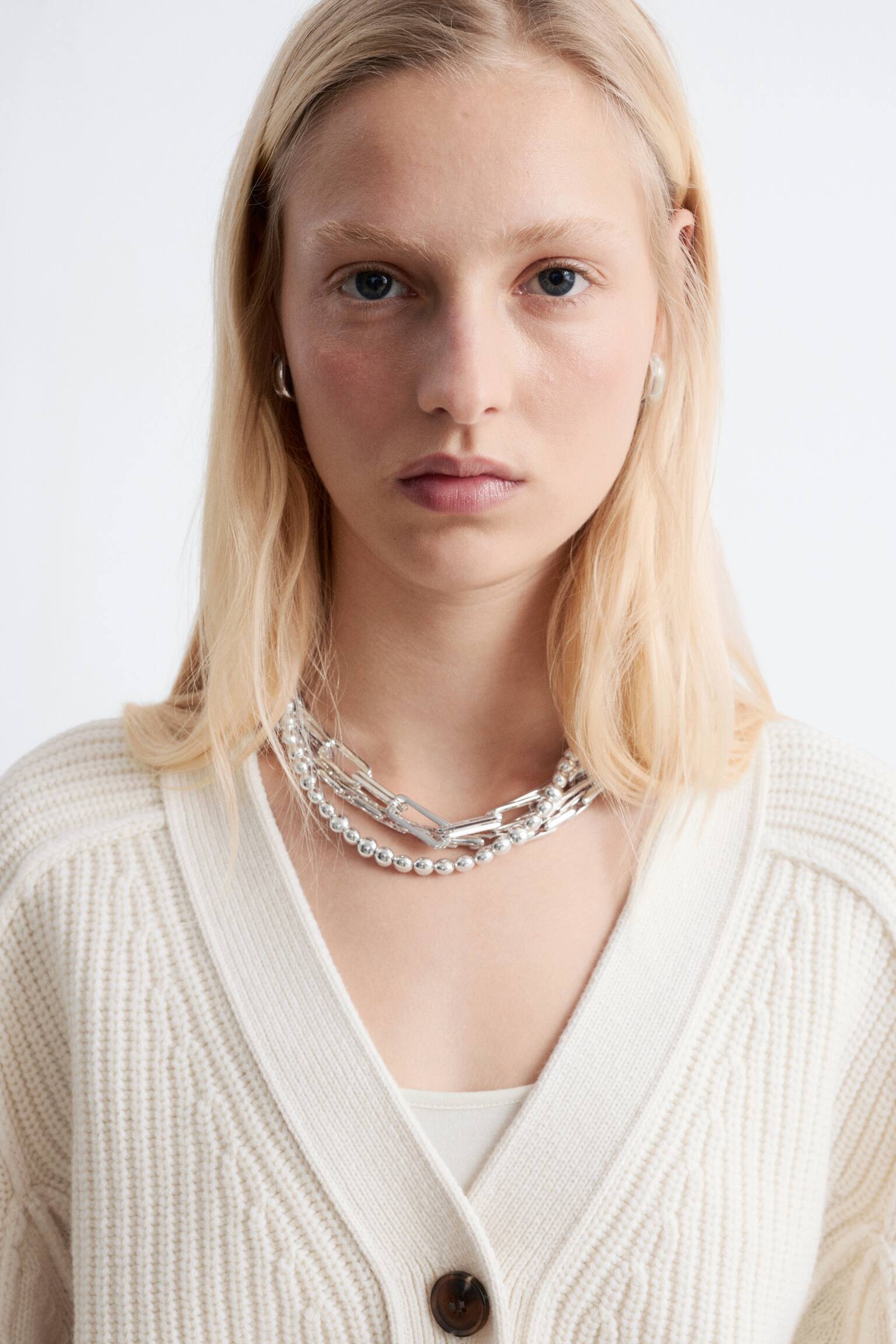 Cardigan en laine mérinos - Couleur crème/Noir - 4